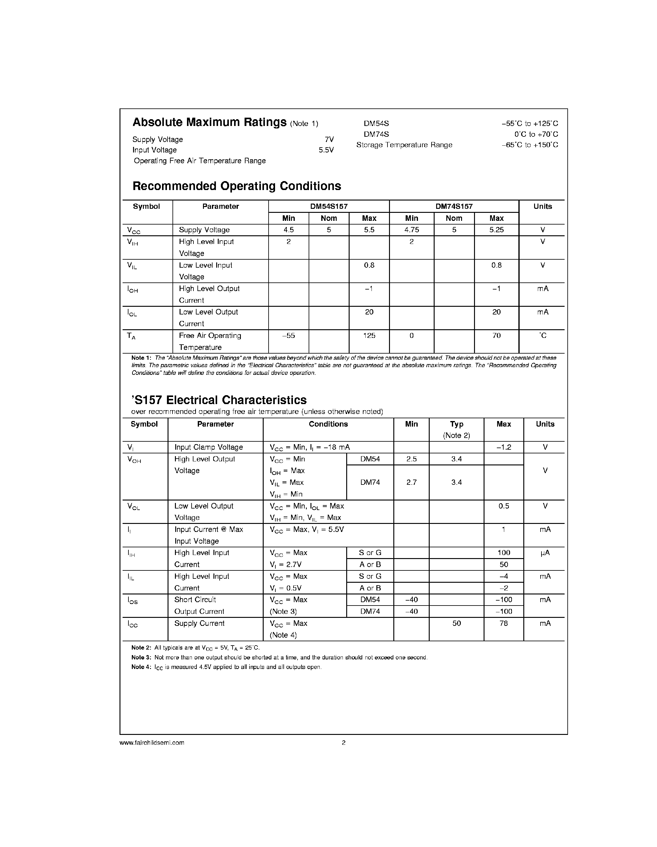 Datasheet 74S157 - (74S157 / 74S158) Quad 1 of 2 Line Data Selectors / Multiplexers page 2