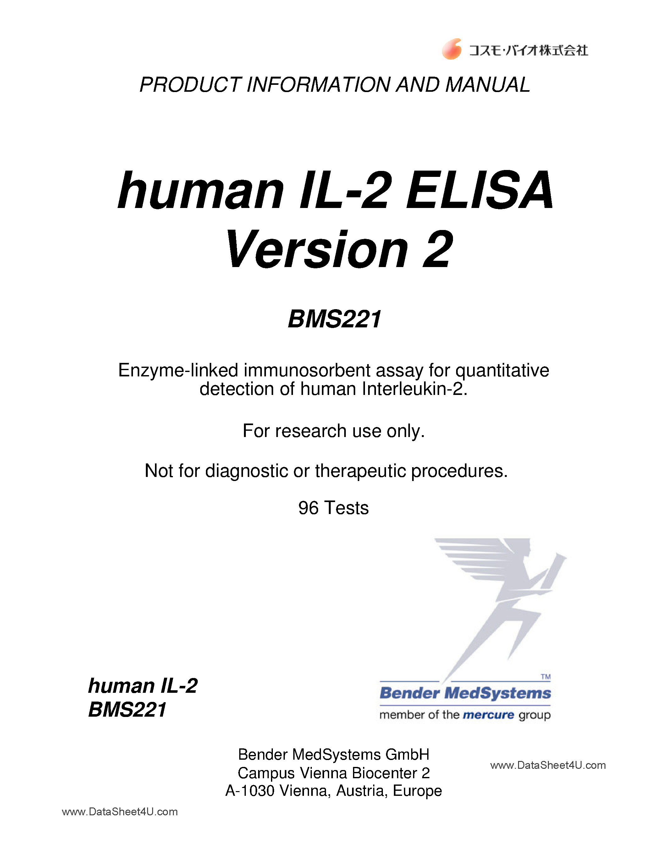Даташит на микросхему BMS221 страница 1 Даташит BMS221 - Human IL-2 ELISA страница 1