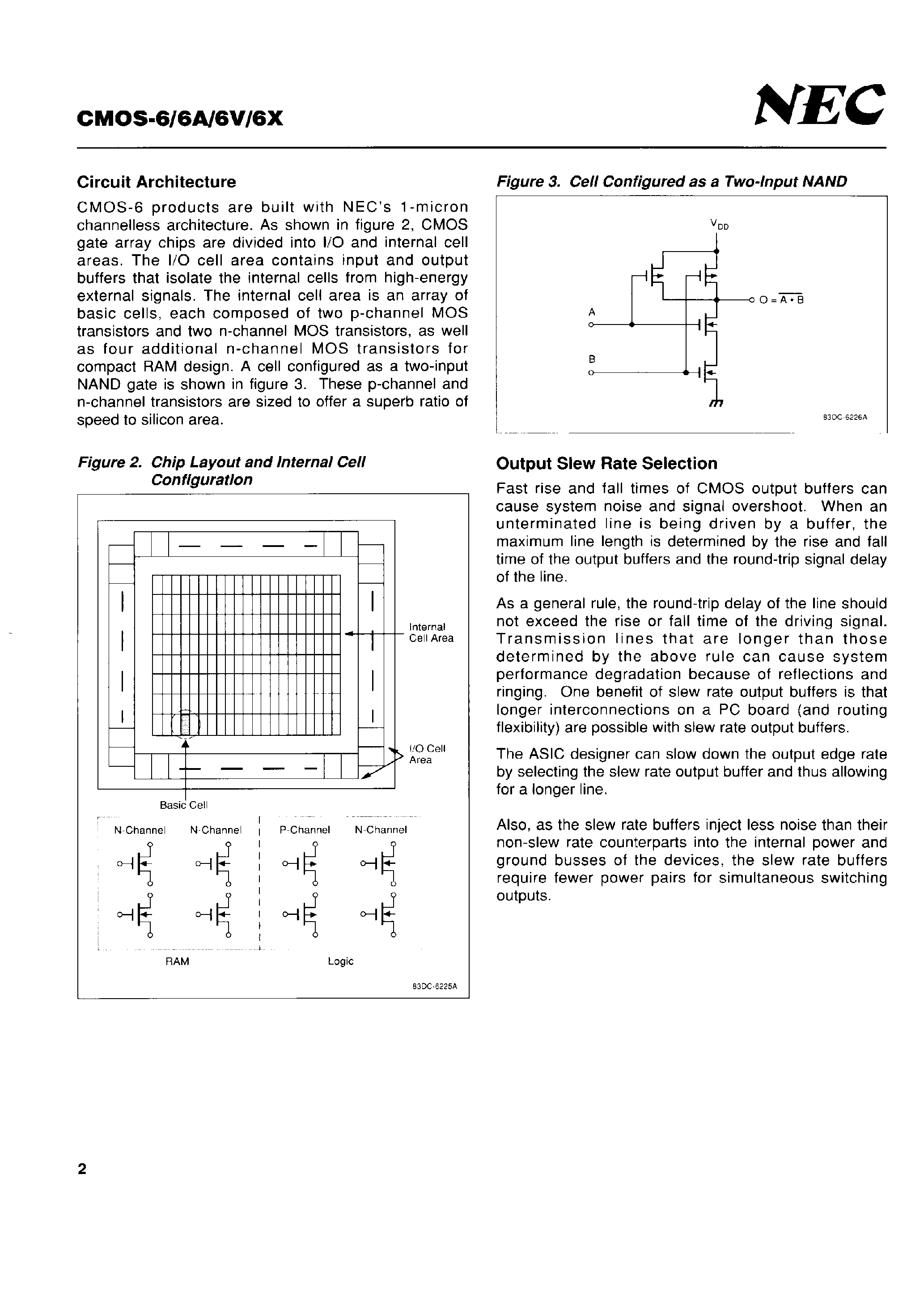 Datasheet UPD65640 - CMOS-6/6A/6V/6X 1.0-MICRON CMOS GATE ARRAYS page 2