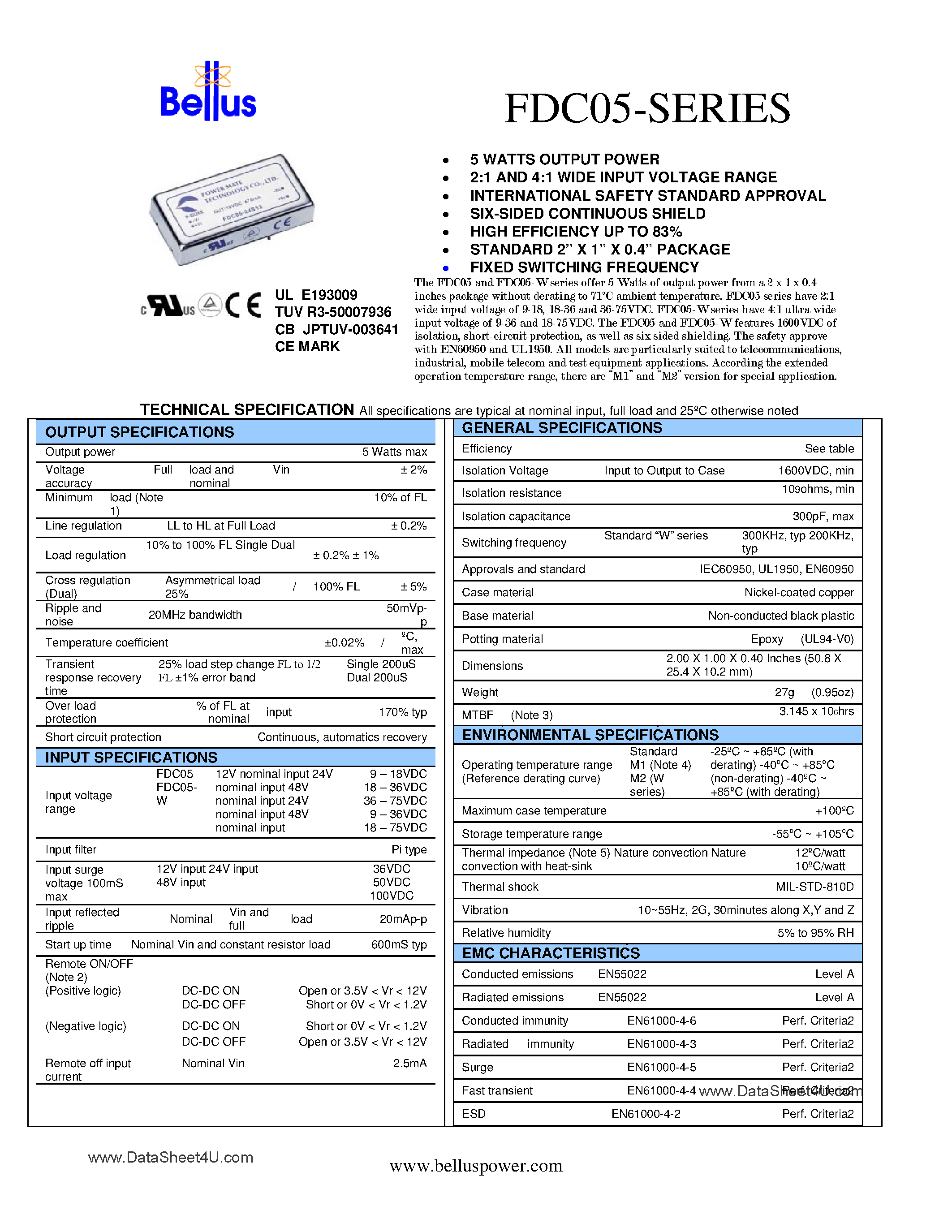 Даташит на микросхему FDC05 страница 1 Даташит FDC05 - 5 WATTS OUTPUT POWER страница 1