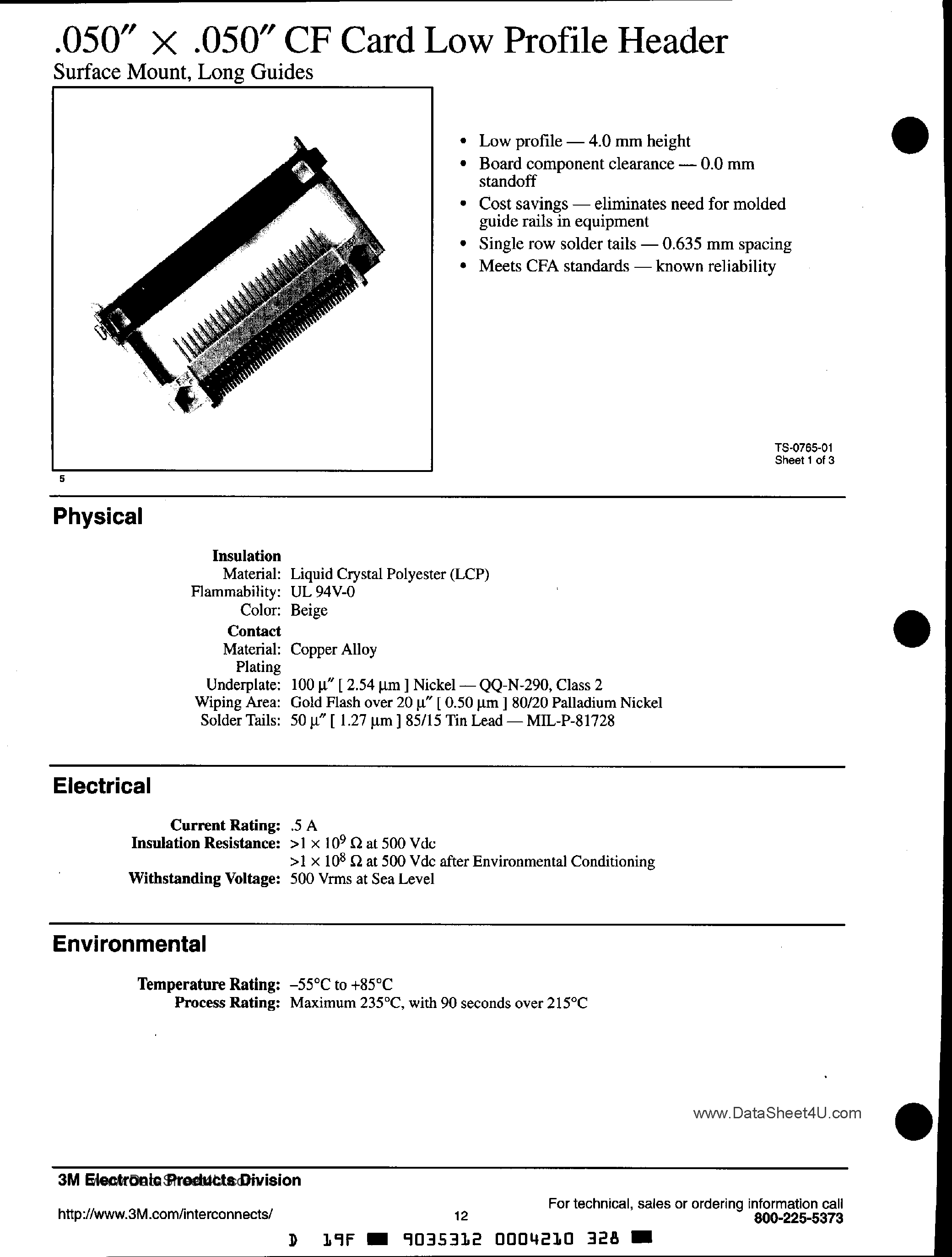 Даташит N7E50-A516VY-30 - (N7E50-x516VY-30) PCMCIA CONNECTOR страница 1