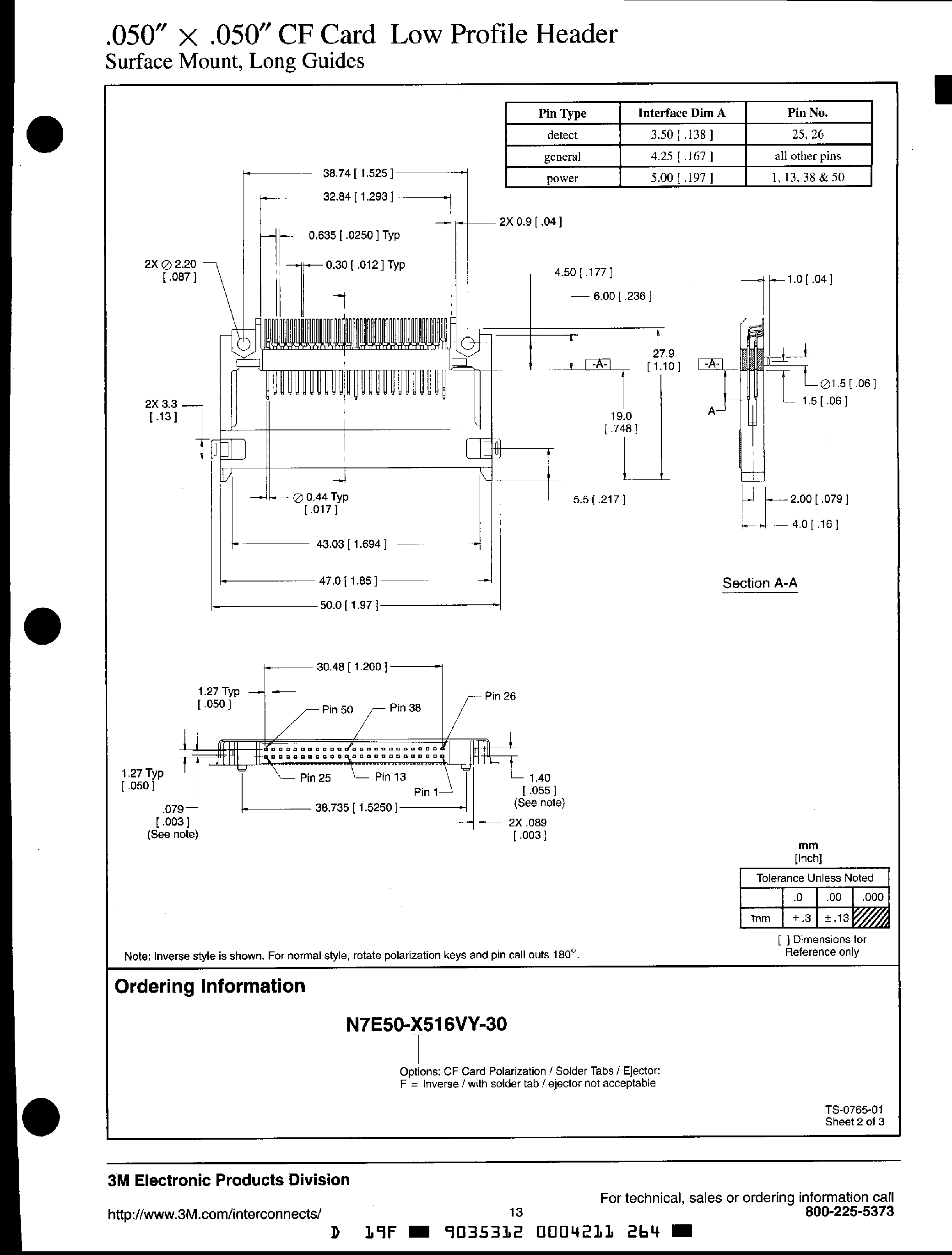 Даташит N7E50-A516VY-30 - (N7E50-x516VY-30) PCMCIA CONNECTOR страница 2
