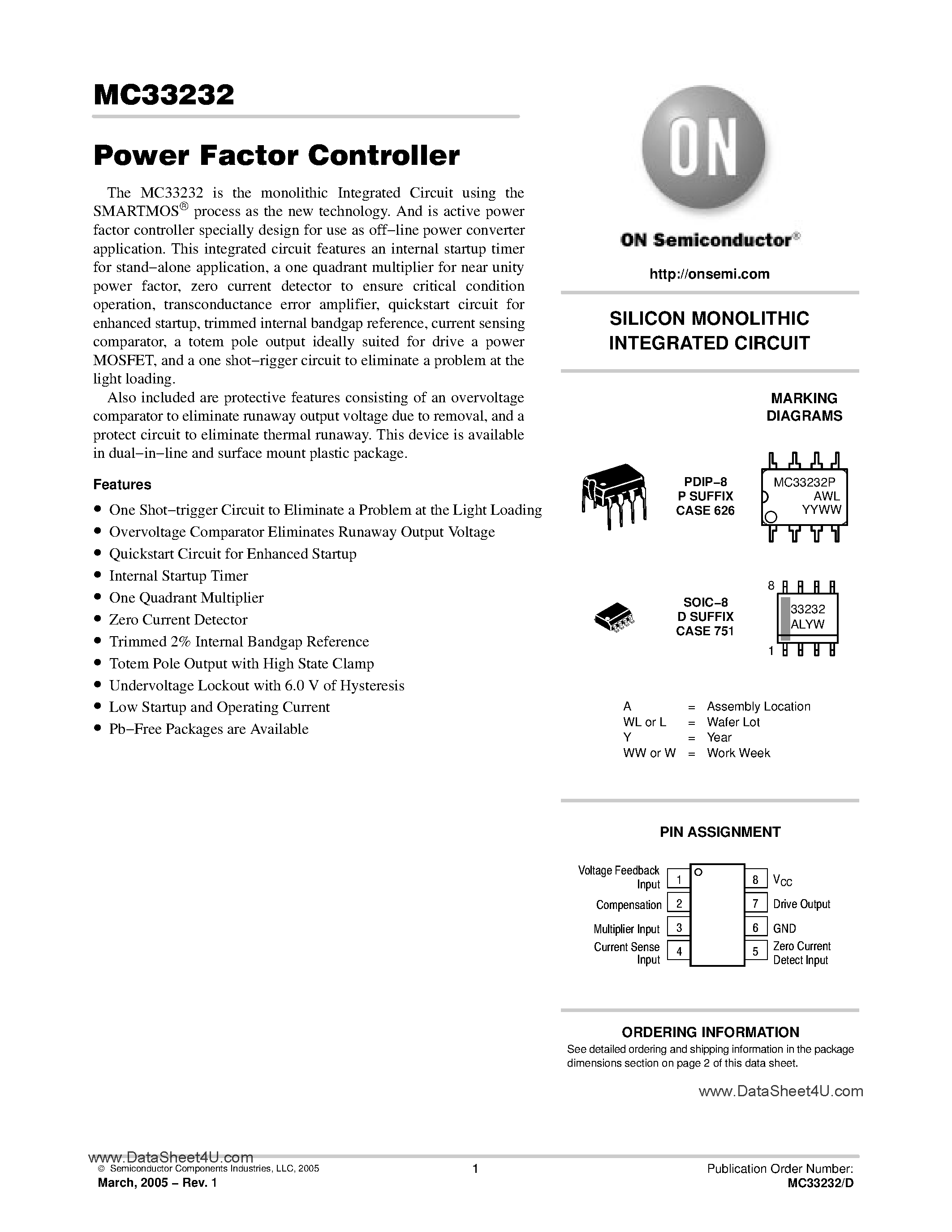 Даташит MC33232 - Power Factor Controller страница 1