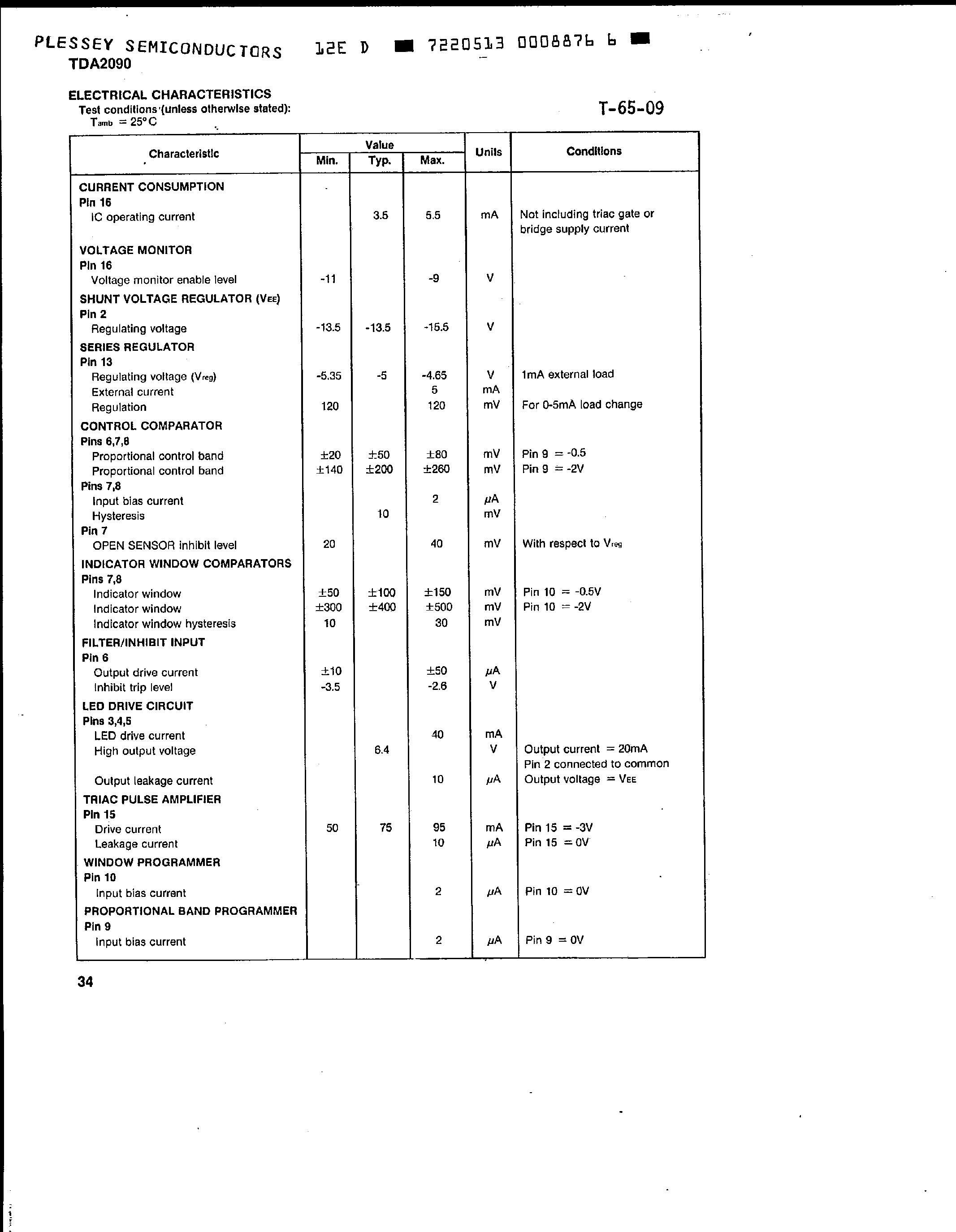 Datasheet TDA2090A page 2 Datasheet TDA2090A - Zero Voltage Switch page 2