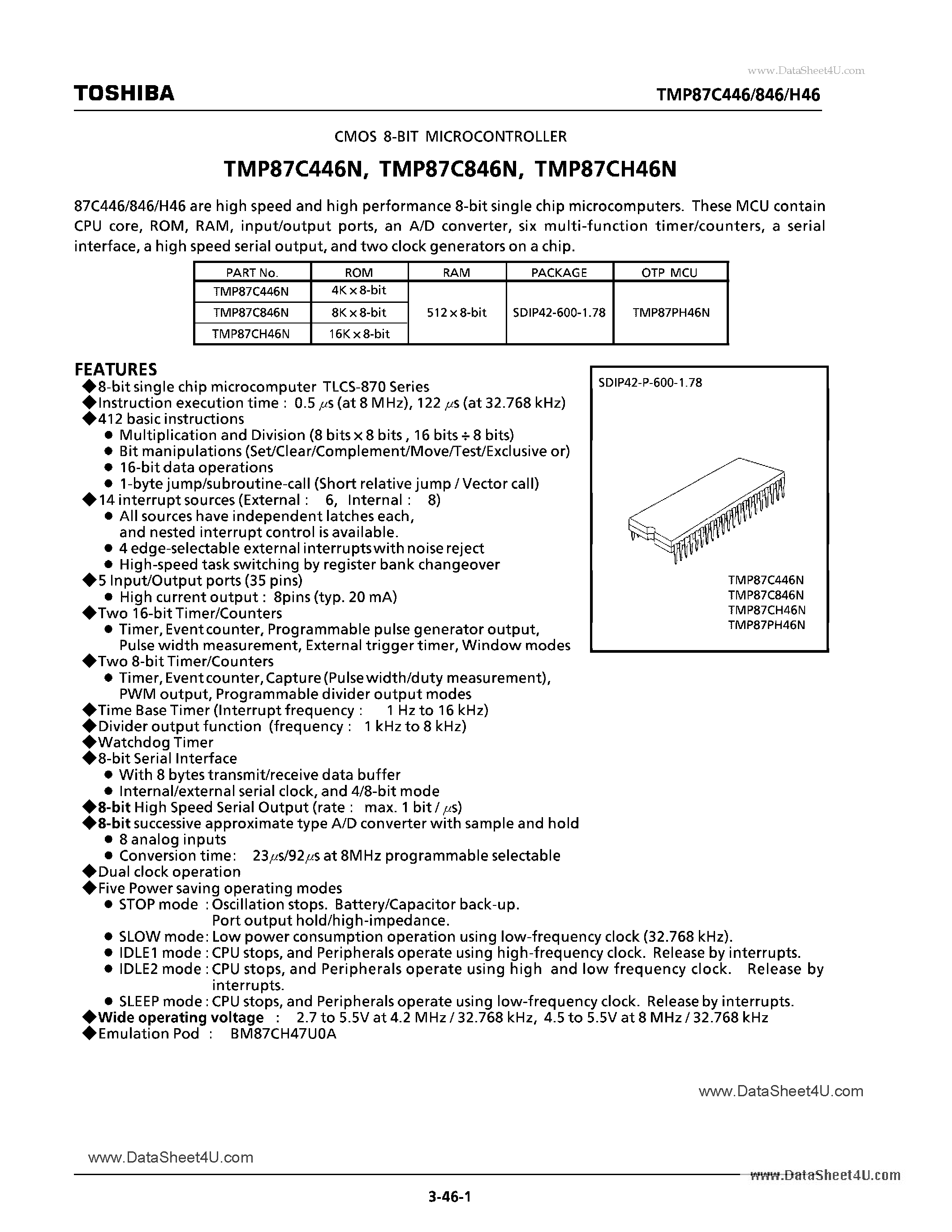 Datasheet 87C846N-4A18 page 1 Datasheet 87C846N-4A18 - Search -----> TMP87C846N-4A18 page 1