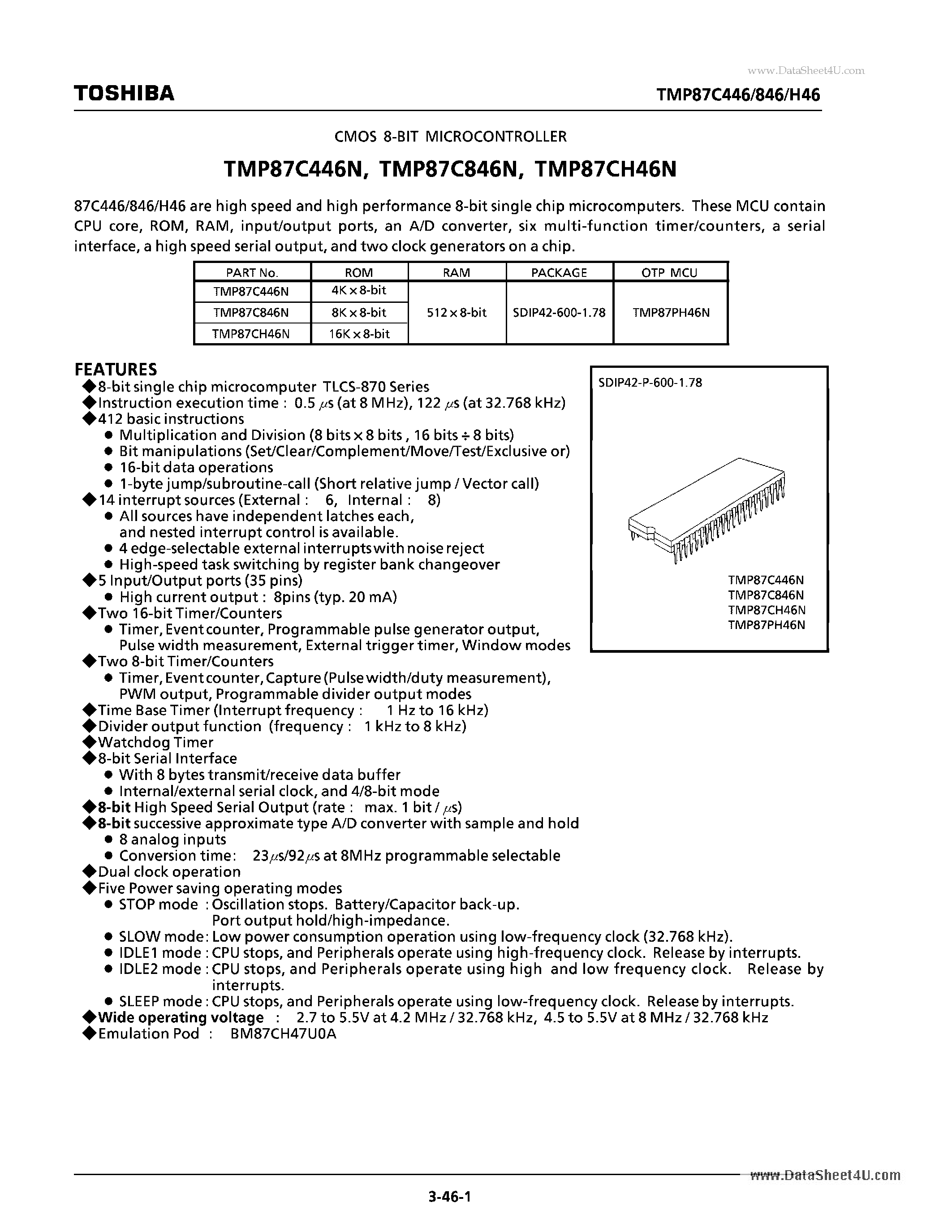 Datasheet 87C846N-4A18 page 2 Datasheet 87C846N-4A18 - Search -----> TMP87C846N-4A18 page 2