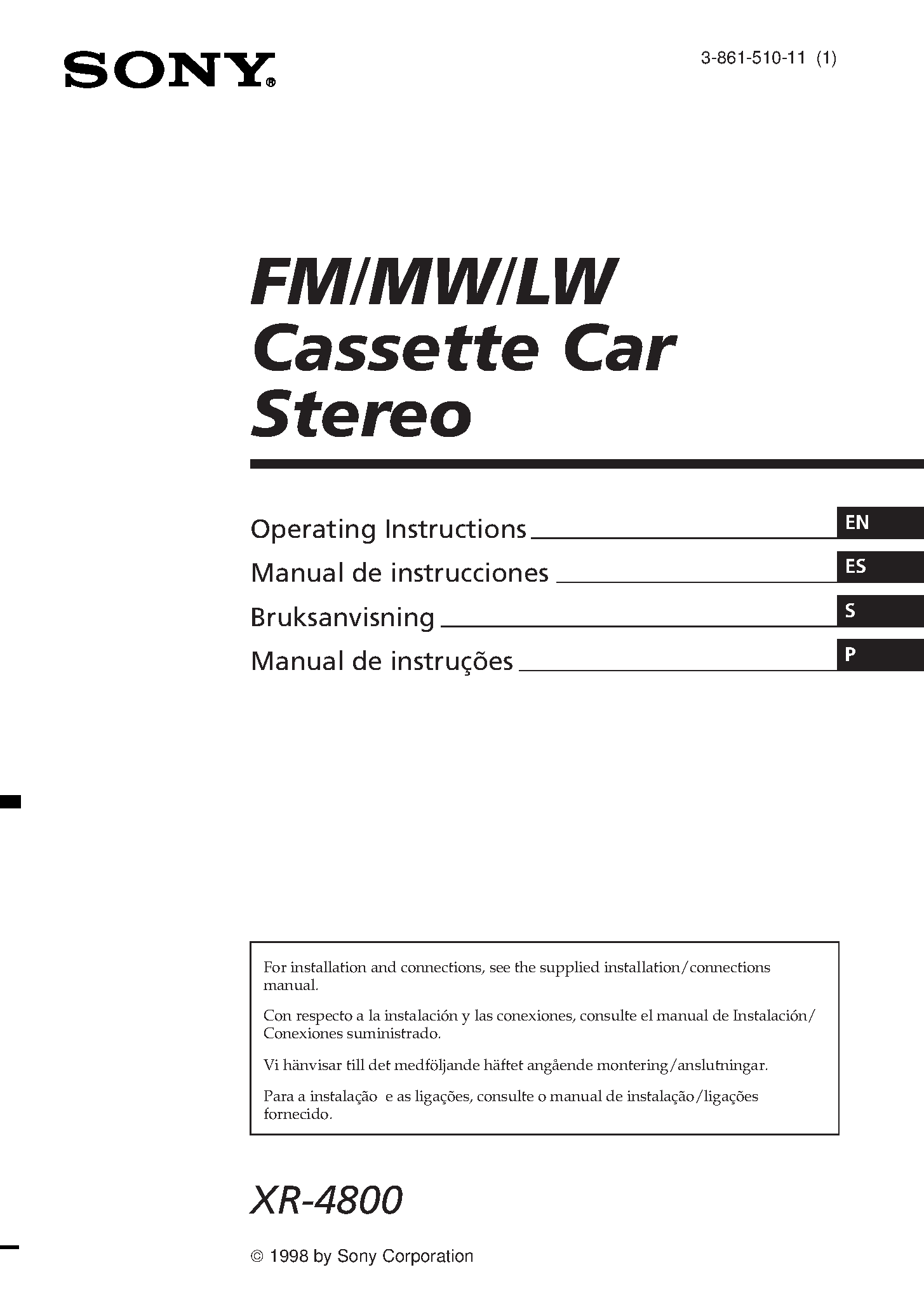 Datasheet XR-4800 page 1 Datasheet XR-4800 - Cassette Car Stereo page 1