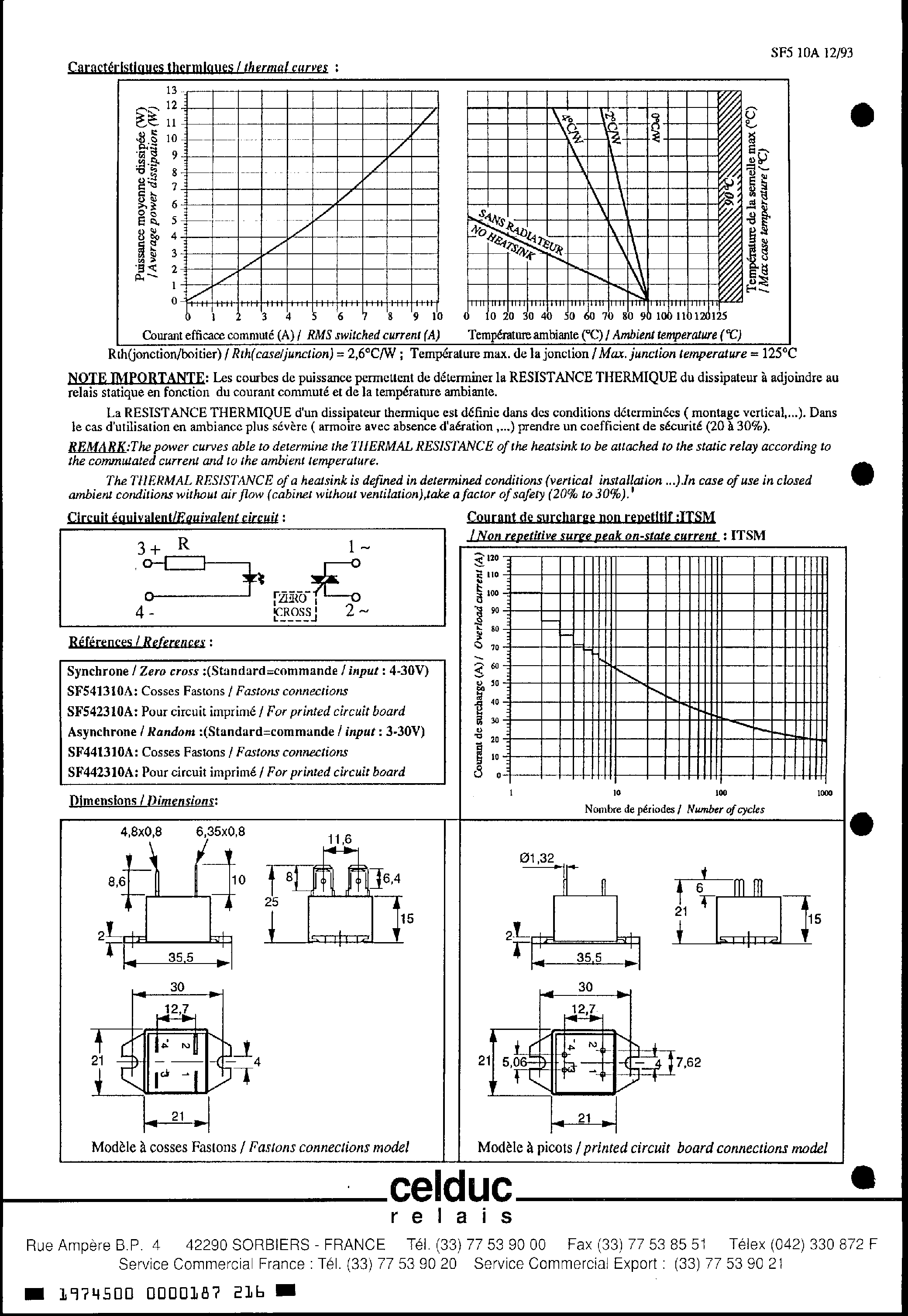 Datasheet SF541310A - (SF5 Series) Relais Statique Miniature Very Small Soild State Relay page 2