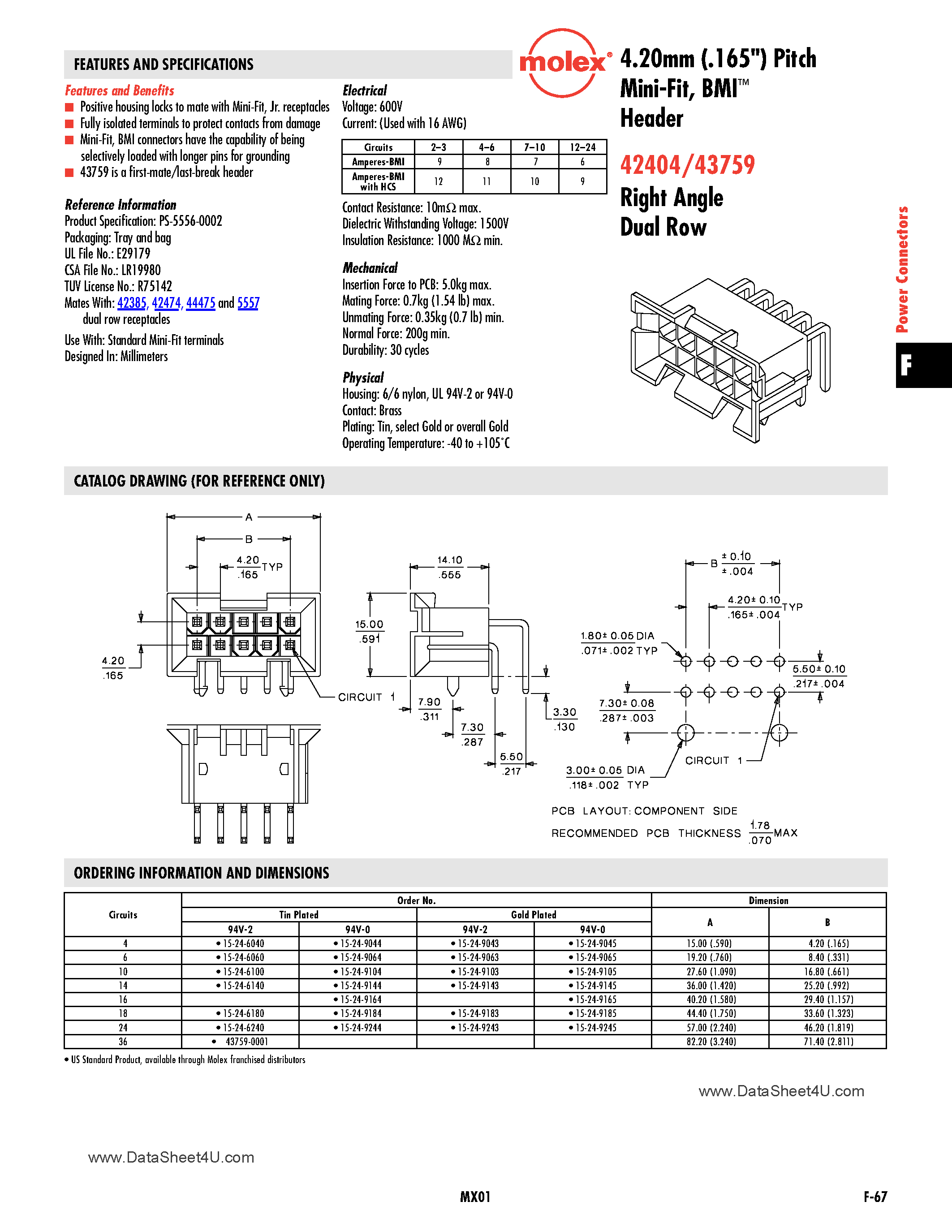 Даташит 15249184 - Header Connector страница 1