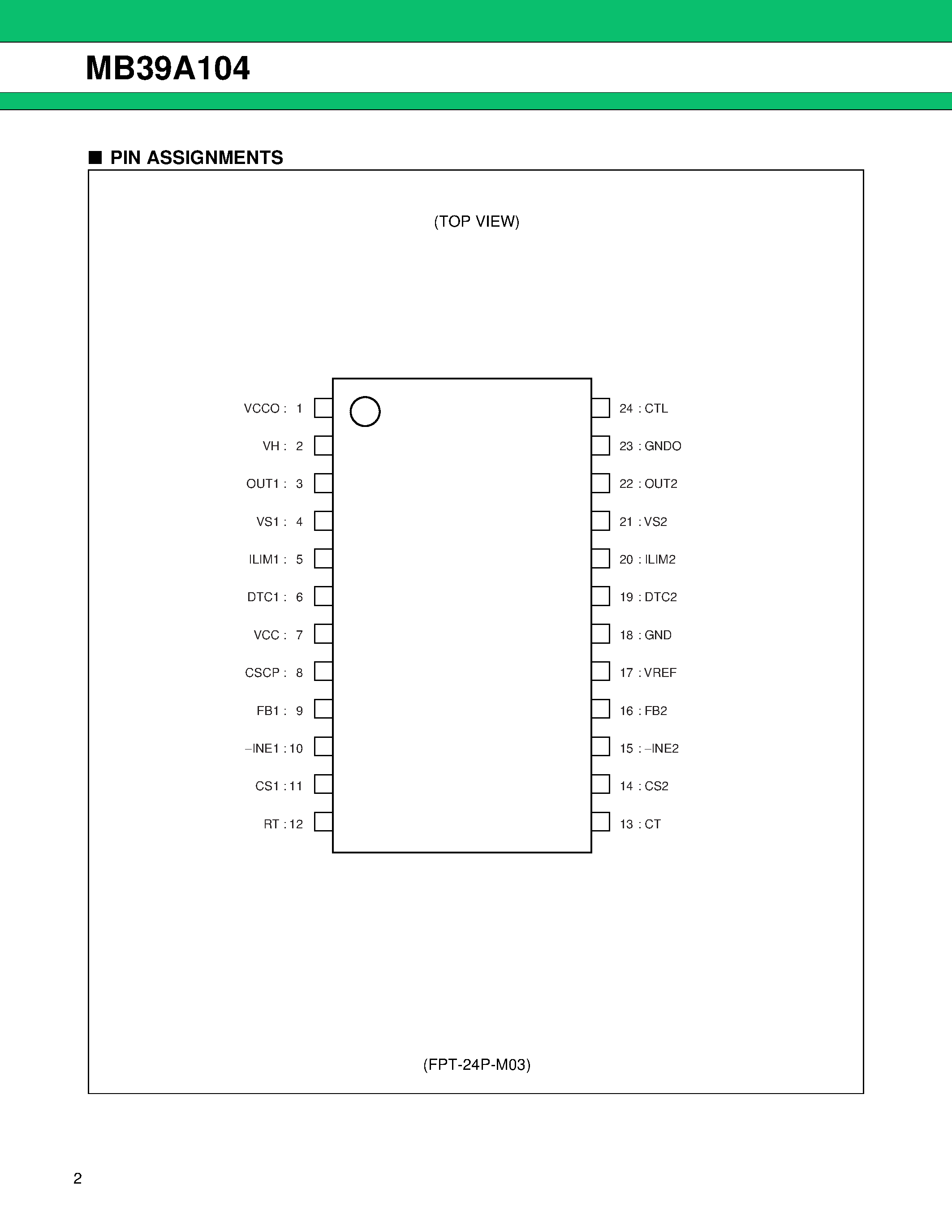 Datasheet MB39A104 - 2-Channel DC/DC Converter IC page 2