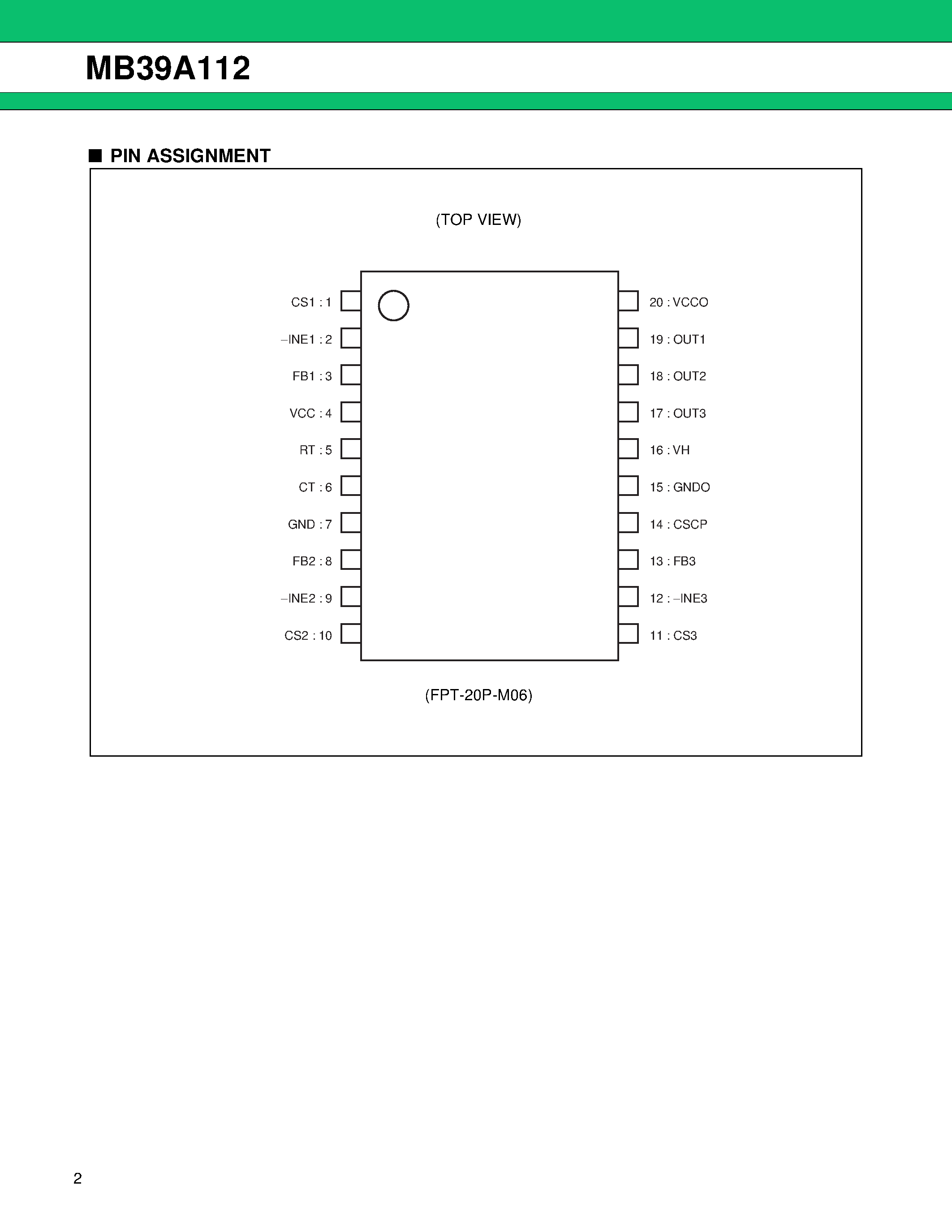 Datasheet MB39A112 - 3-Channel DC/DC Converter IC page 2