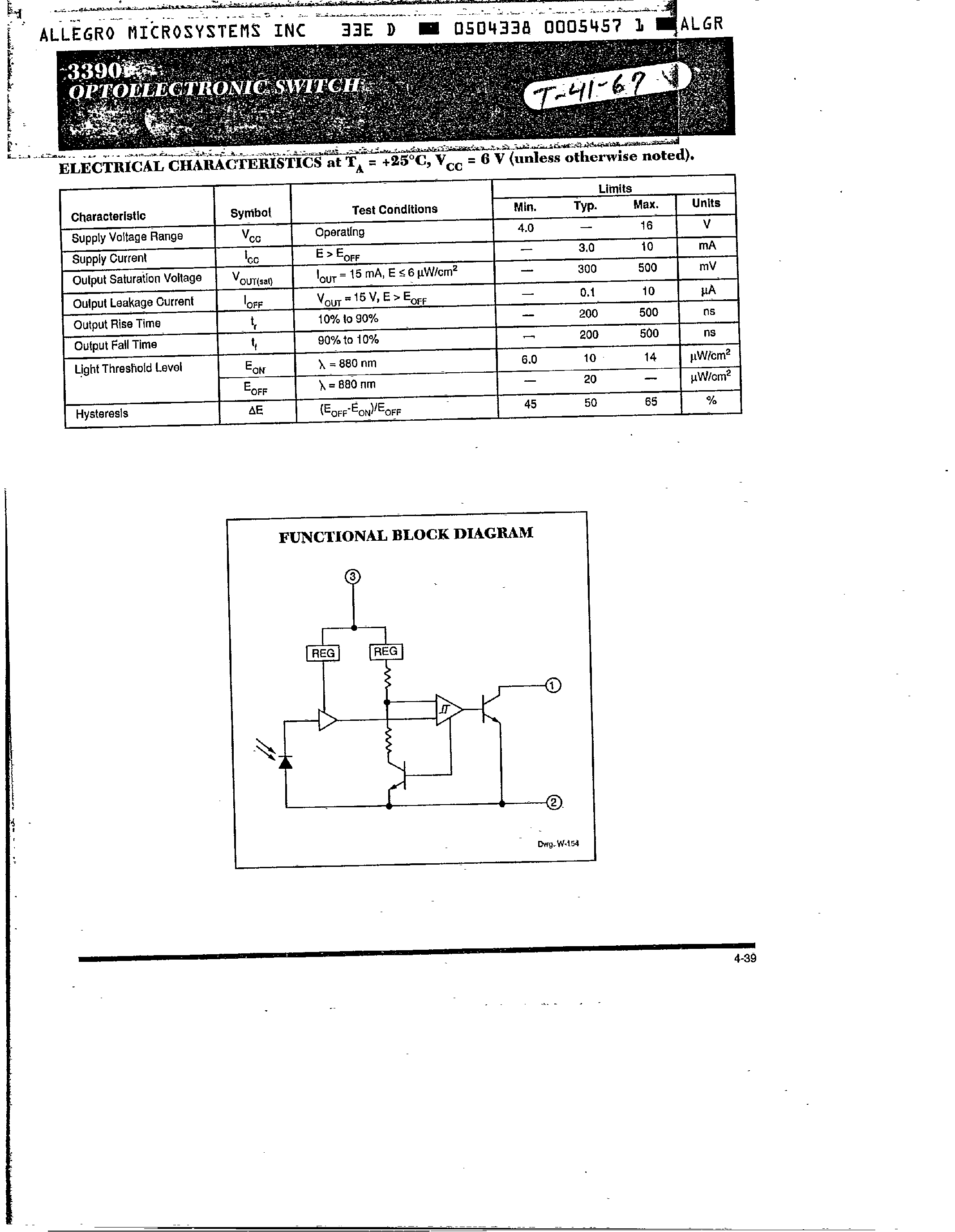 Datasheet ULN3390 - Optoelectronic Switch Twilight Sensor page 2