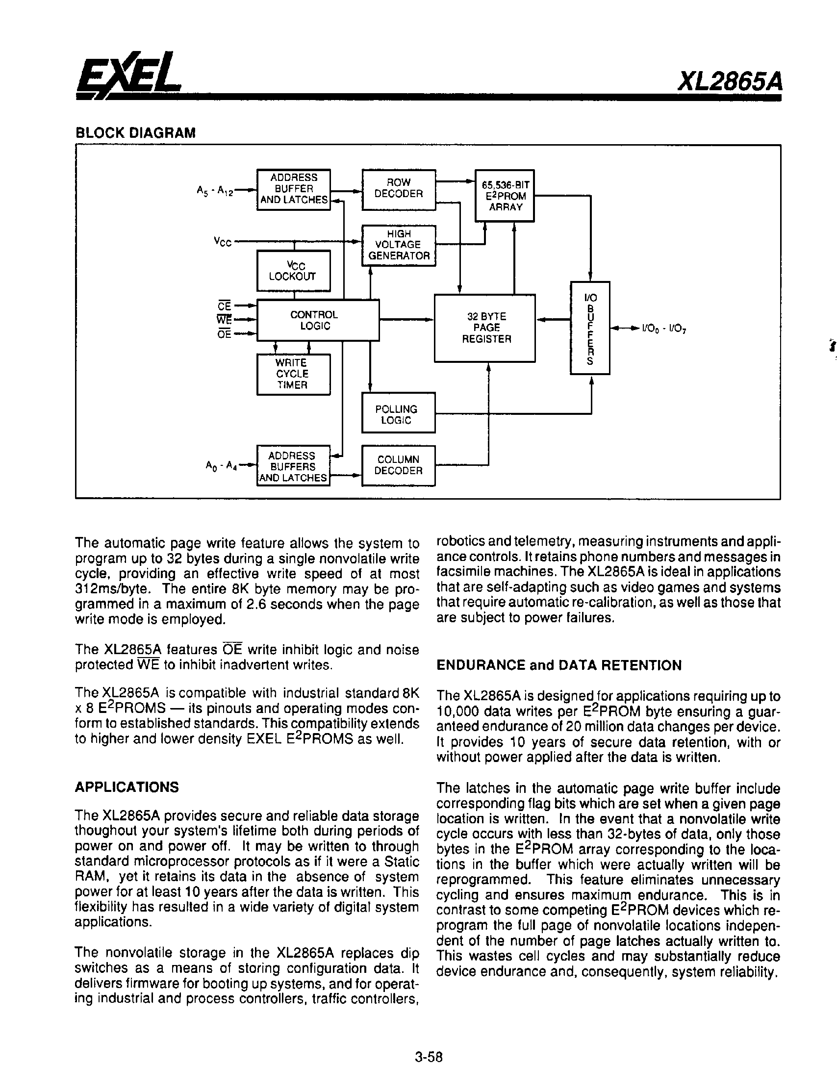Даташит на микросхему XLS2865A страница 2 Даташит XLS2865A - 8K x 8 Electrically EPROM страница 2