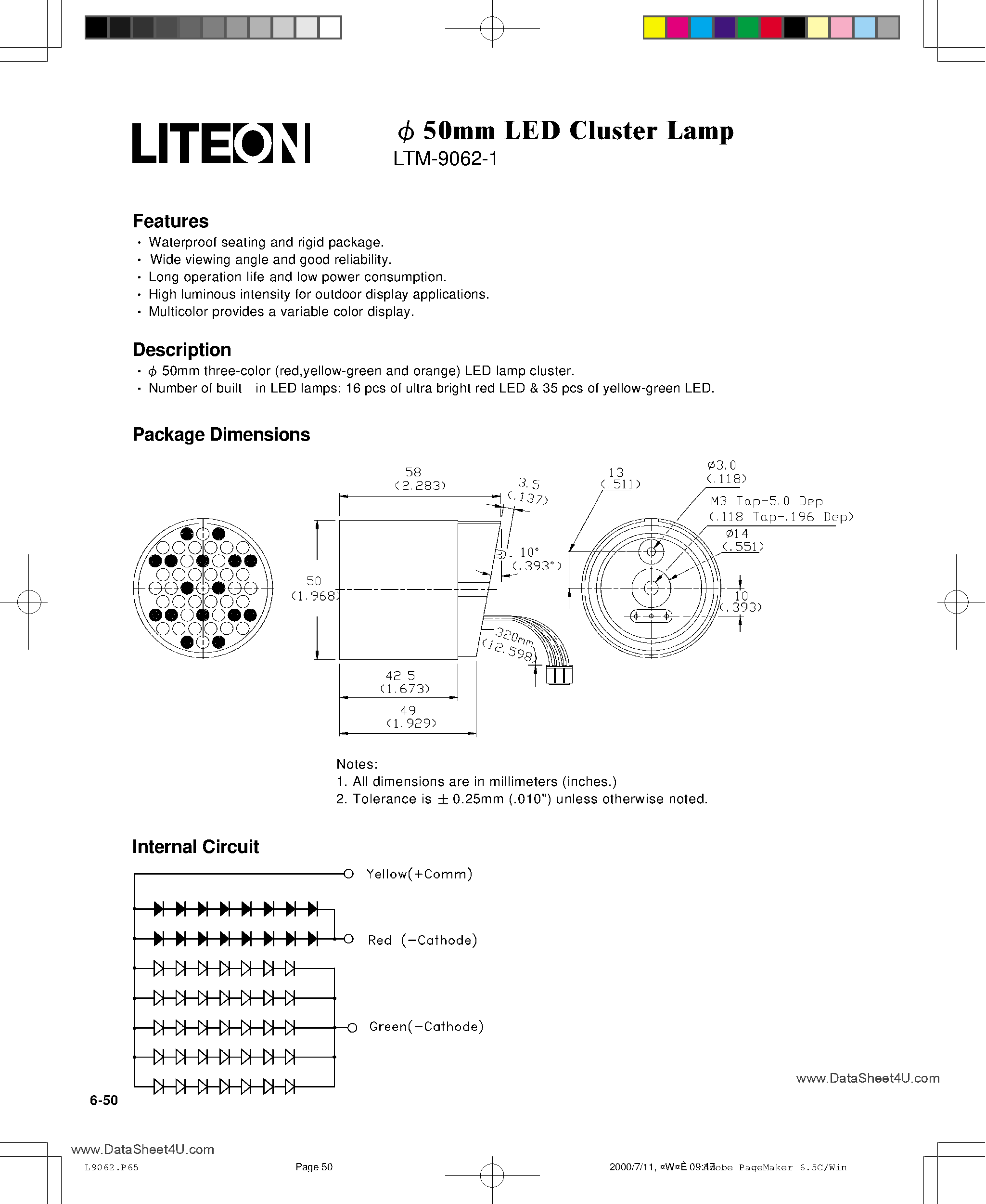 Datasheet LTM-9062-1 - LED Cluster Lamp page 1