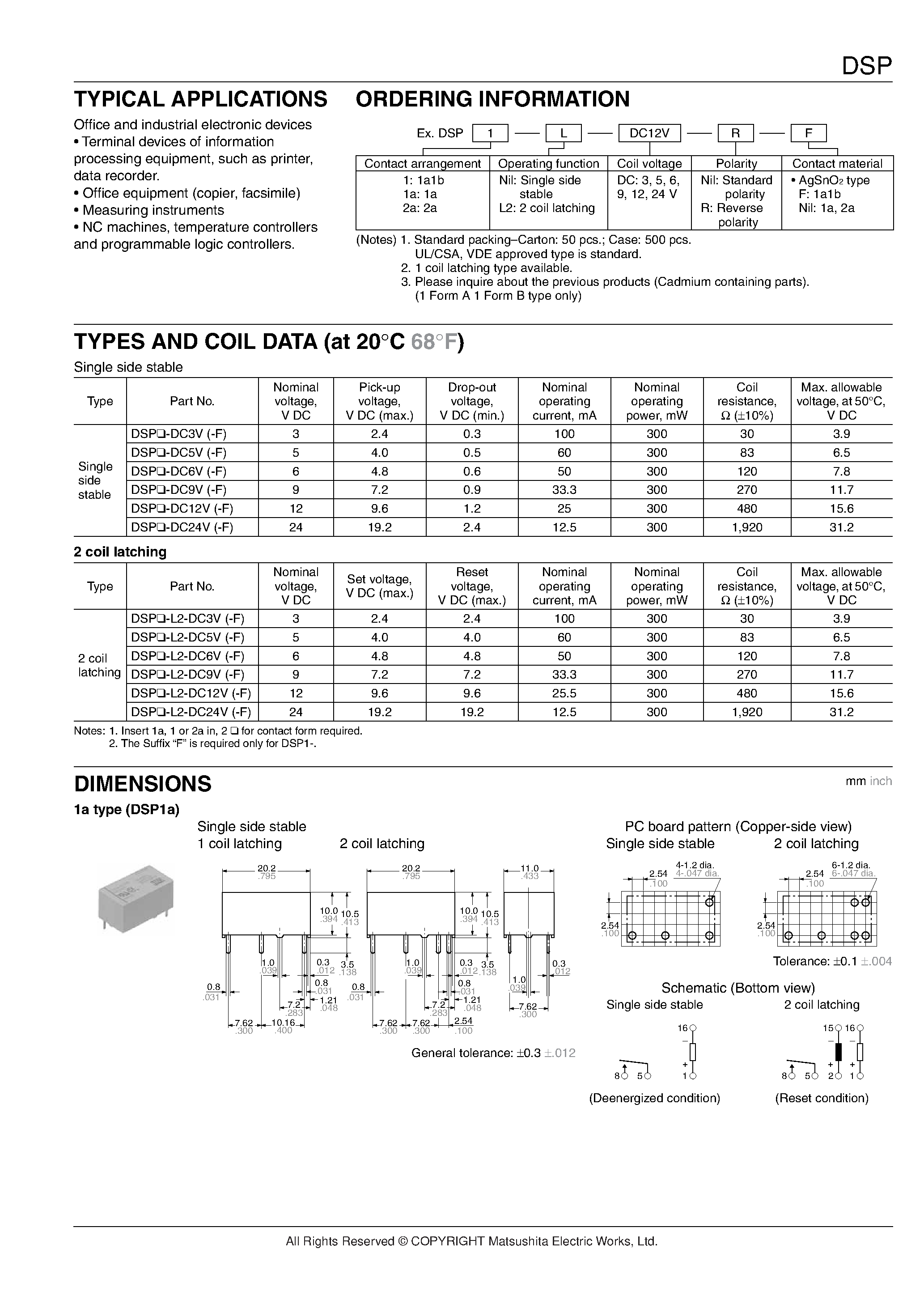 Datasheet DSP1-xxxxV - (DSP Relays) Power Relay page 2