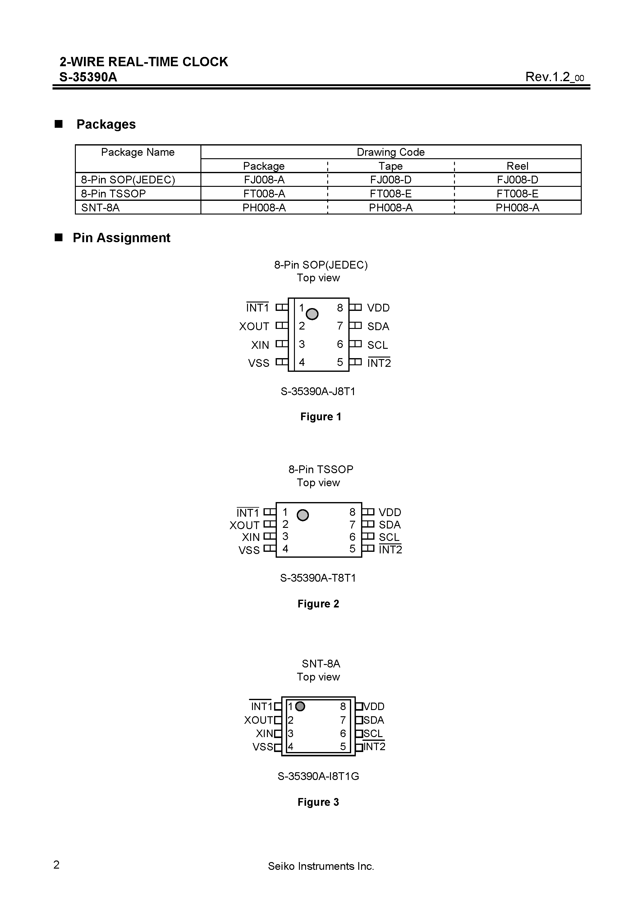 Даташит на микросхему S-35390A страница 2 Даташит S-35390A - 2-Wire Real Time Clock страница 2