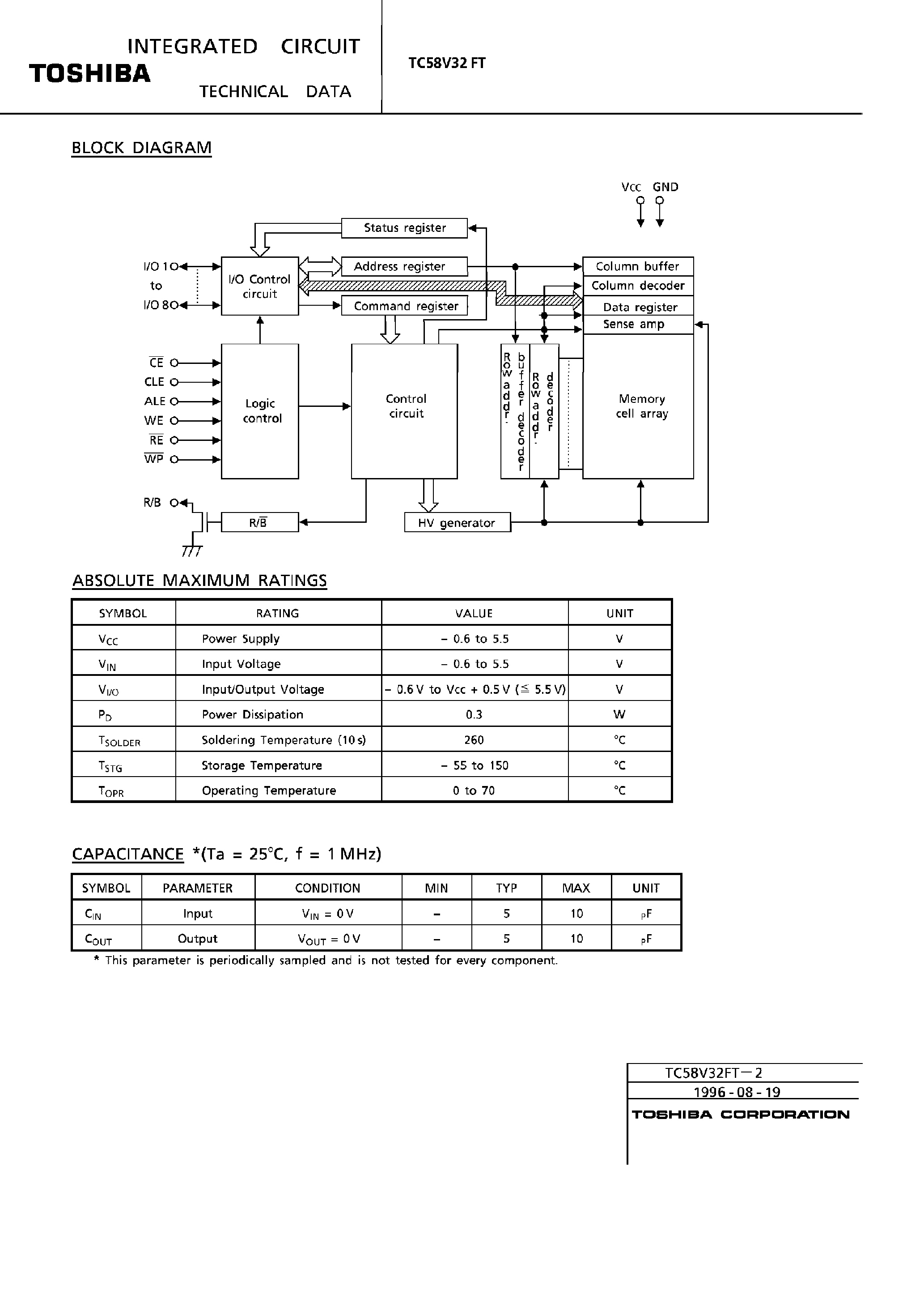 Даташит TC58V32FT - 32M-Bit CMOS NAND EPROM страница 2