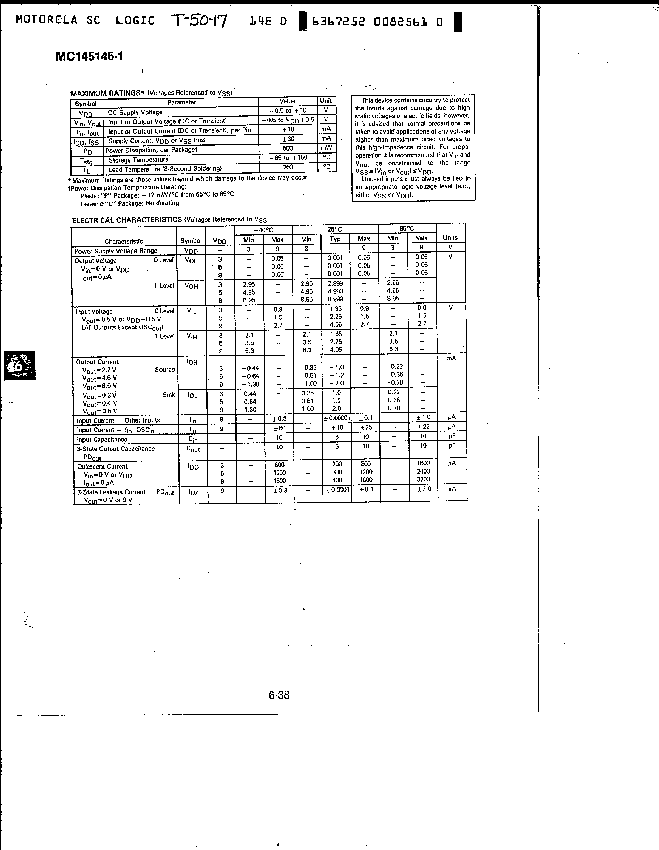 Datasheet MC145145-1 - 4-Bit Data Bus Input PLL Frequency Synthesizer page 2