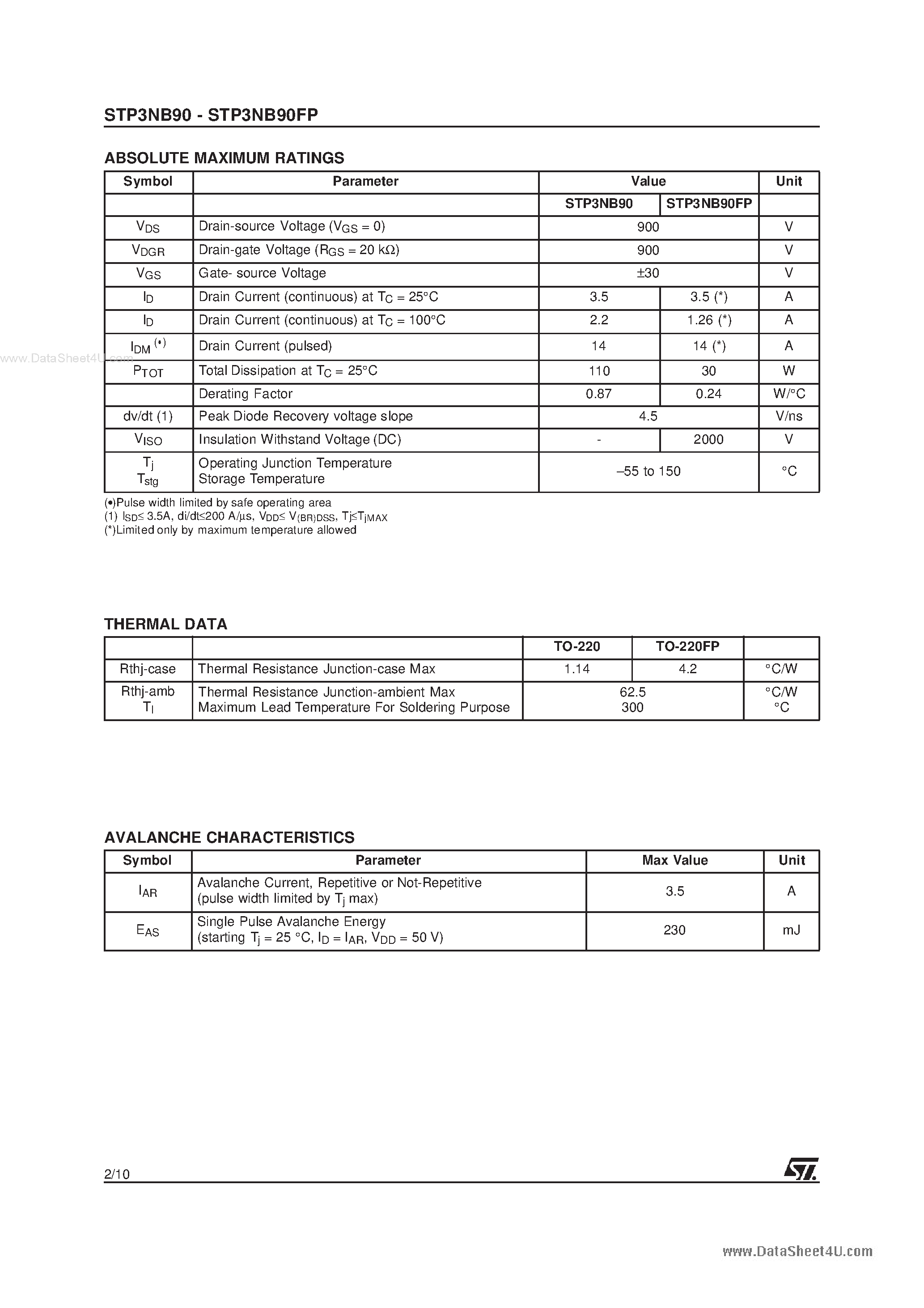 Datasheet P3NB90FP page 2 Datasheet P3NB90FP - Search -----> STP3NB90FP page 2