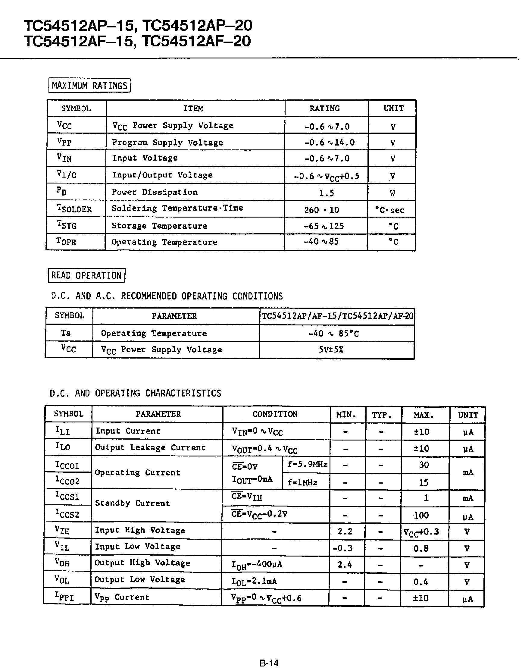 Даташит TC54512 - 8-Bit CMOS Time Programmable ROM страница 2