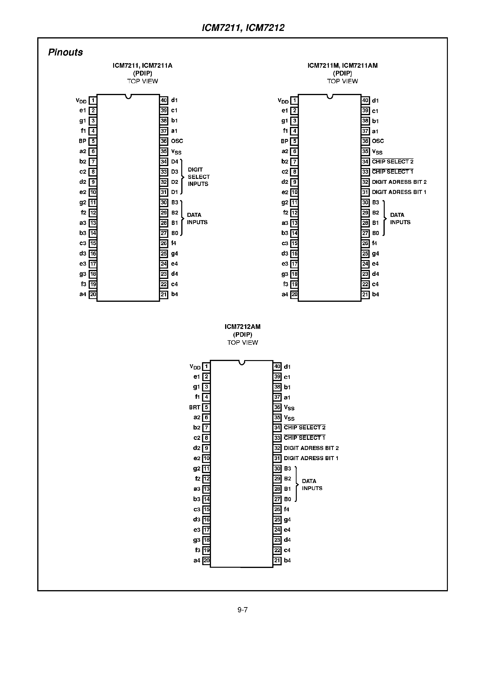 Даташит ICM7211 - (ICM7211 / ICM7212) 4-Digit LCD Display Driver страница 2