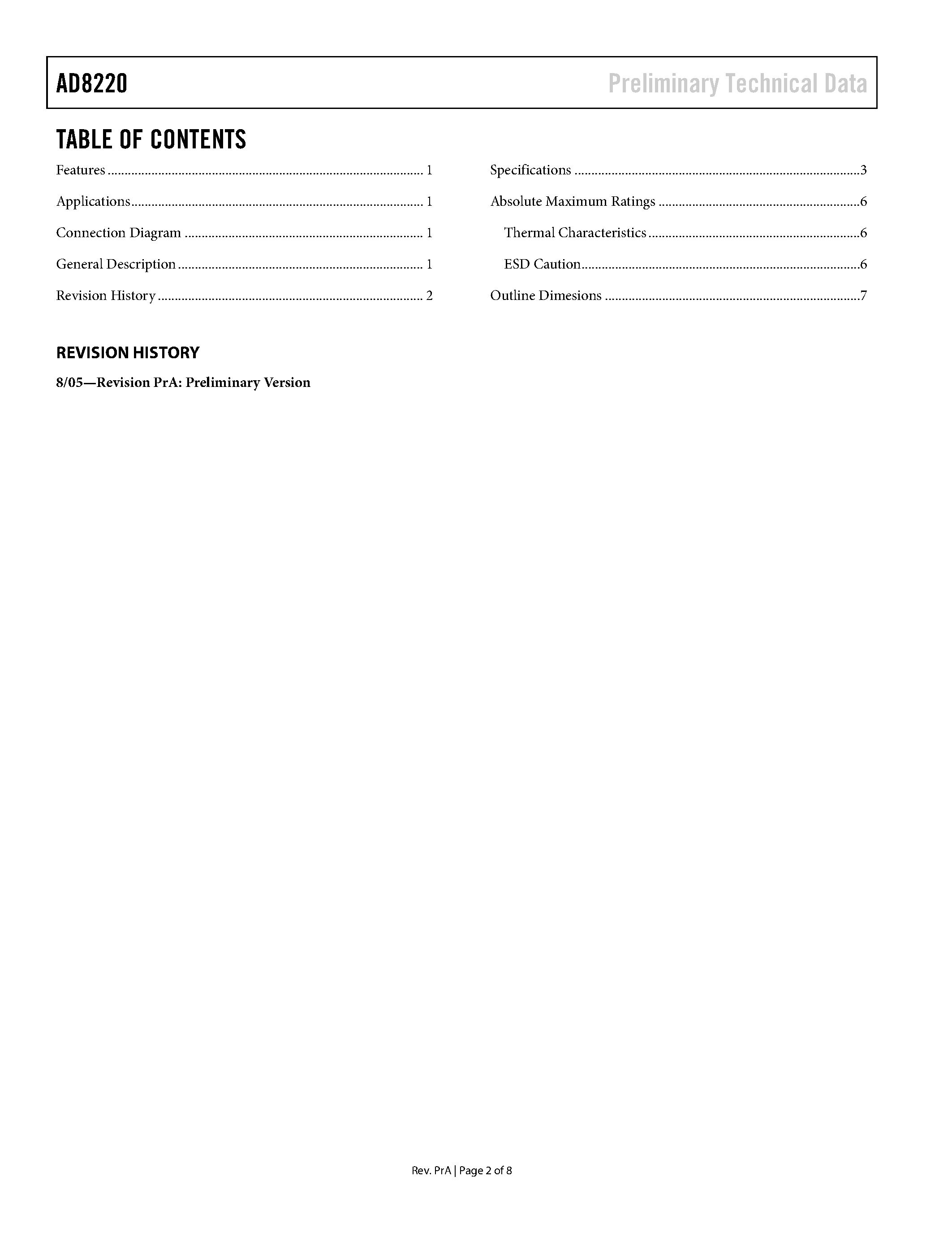 Datasheet AD8220 - Rail-to-Rail Output JFET Input Instrumentation page 2