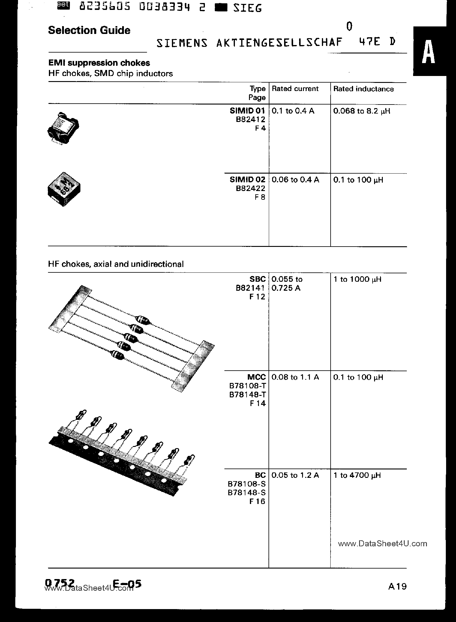 Datasheet B82422-A1102-J page 1 Datasheet B82422-A1102-J - (B82422-xxxx) EMI Suppression Chokes page 1