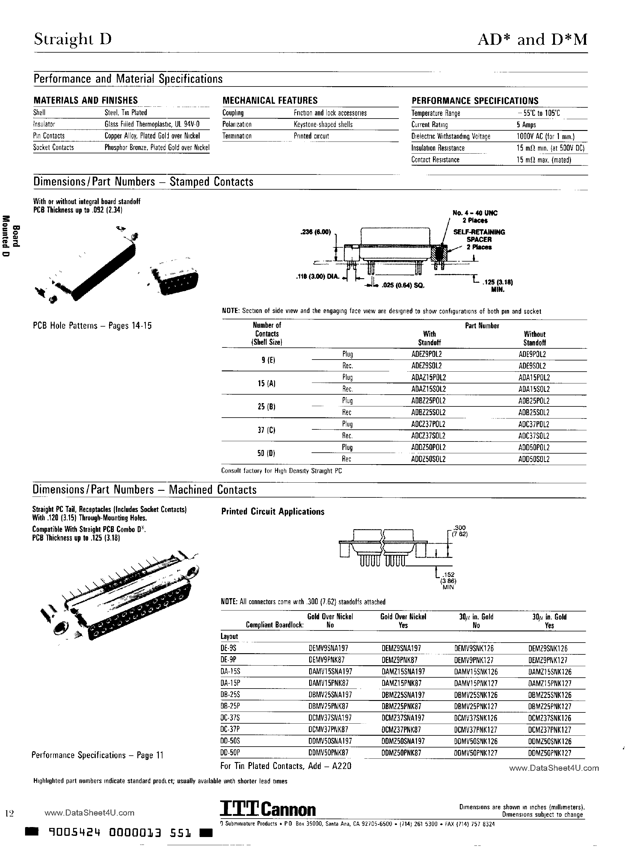 Datasheet ADB25POL2 page 1 Datasheet ADB25POL2 - (AD Series) Straight D page 1
