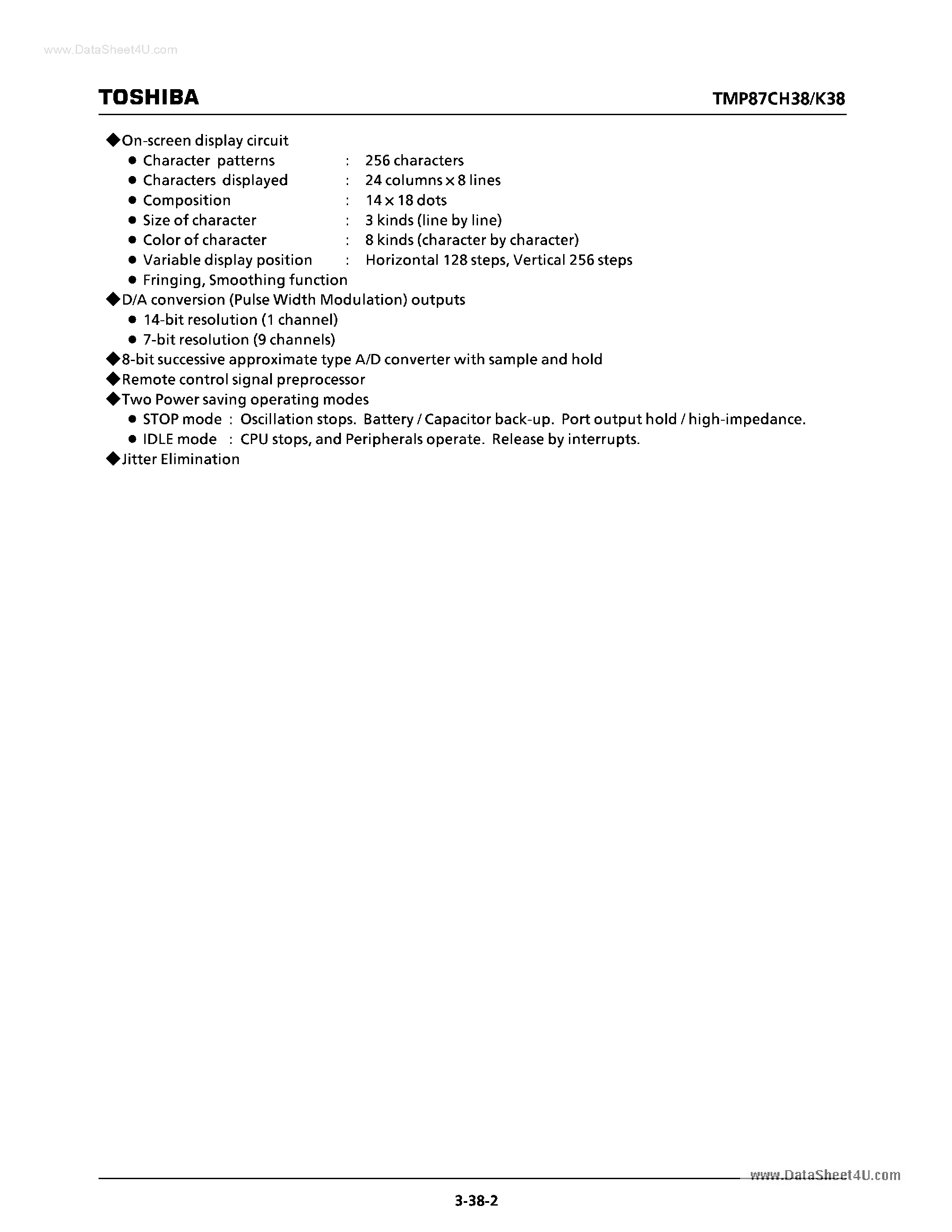 Datasheet 87CK38N page 2 Datasheet 87CK38N - Search -----> TMP87CK38N page 2