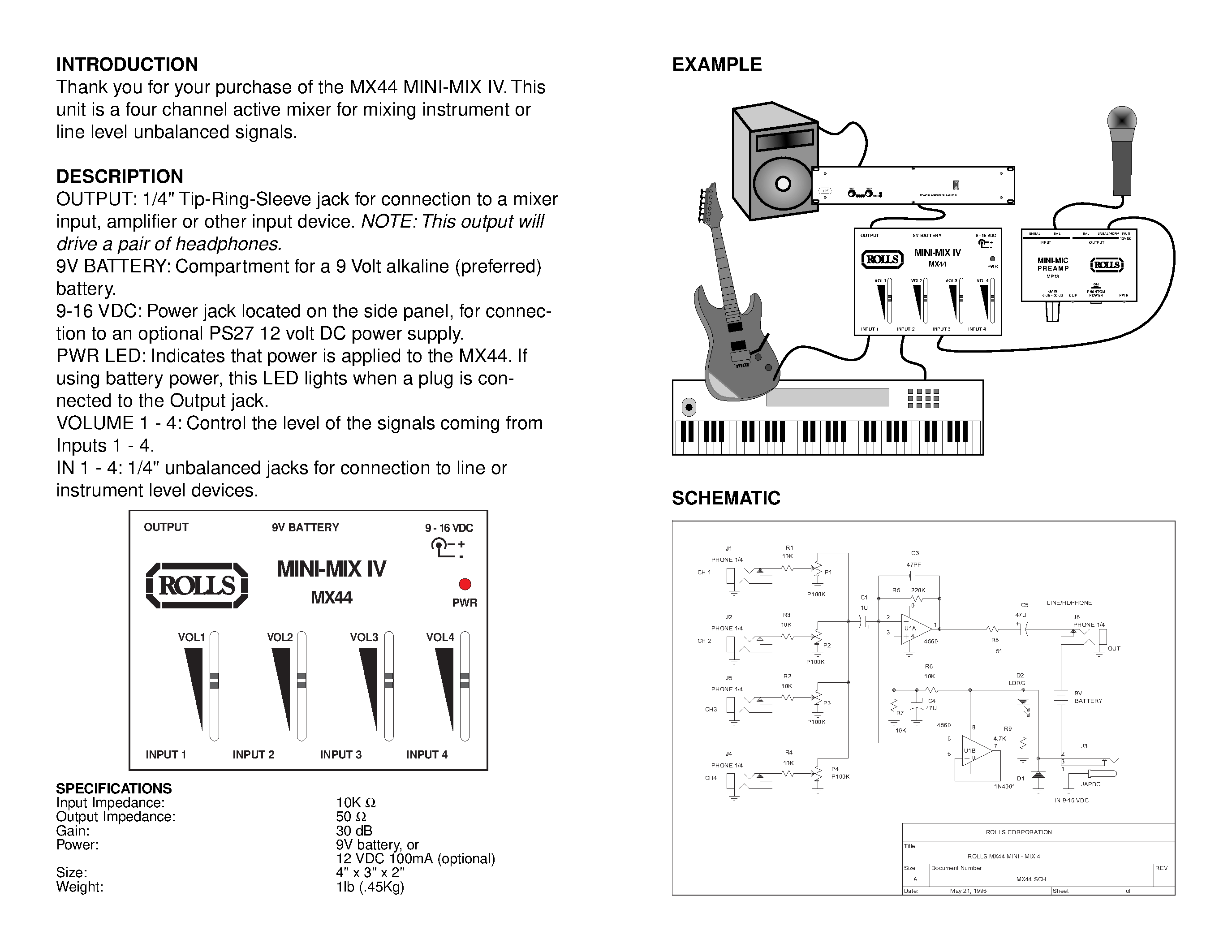 Datasheet MX44 - 4-Channel Mixer page 2