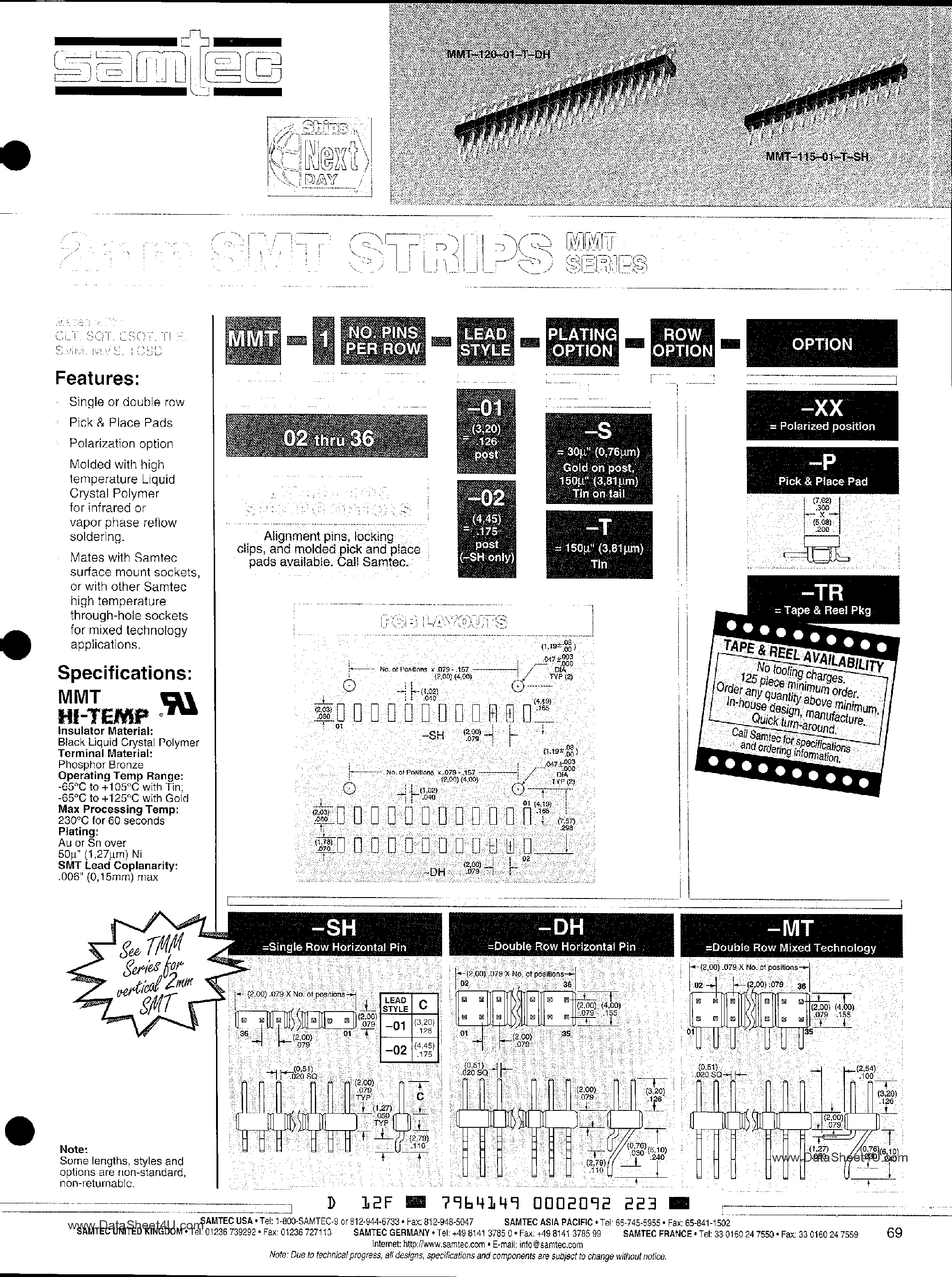 Datasheet MMT-103-01-T-DH - (MMT series) SMT Strips page 1