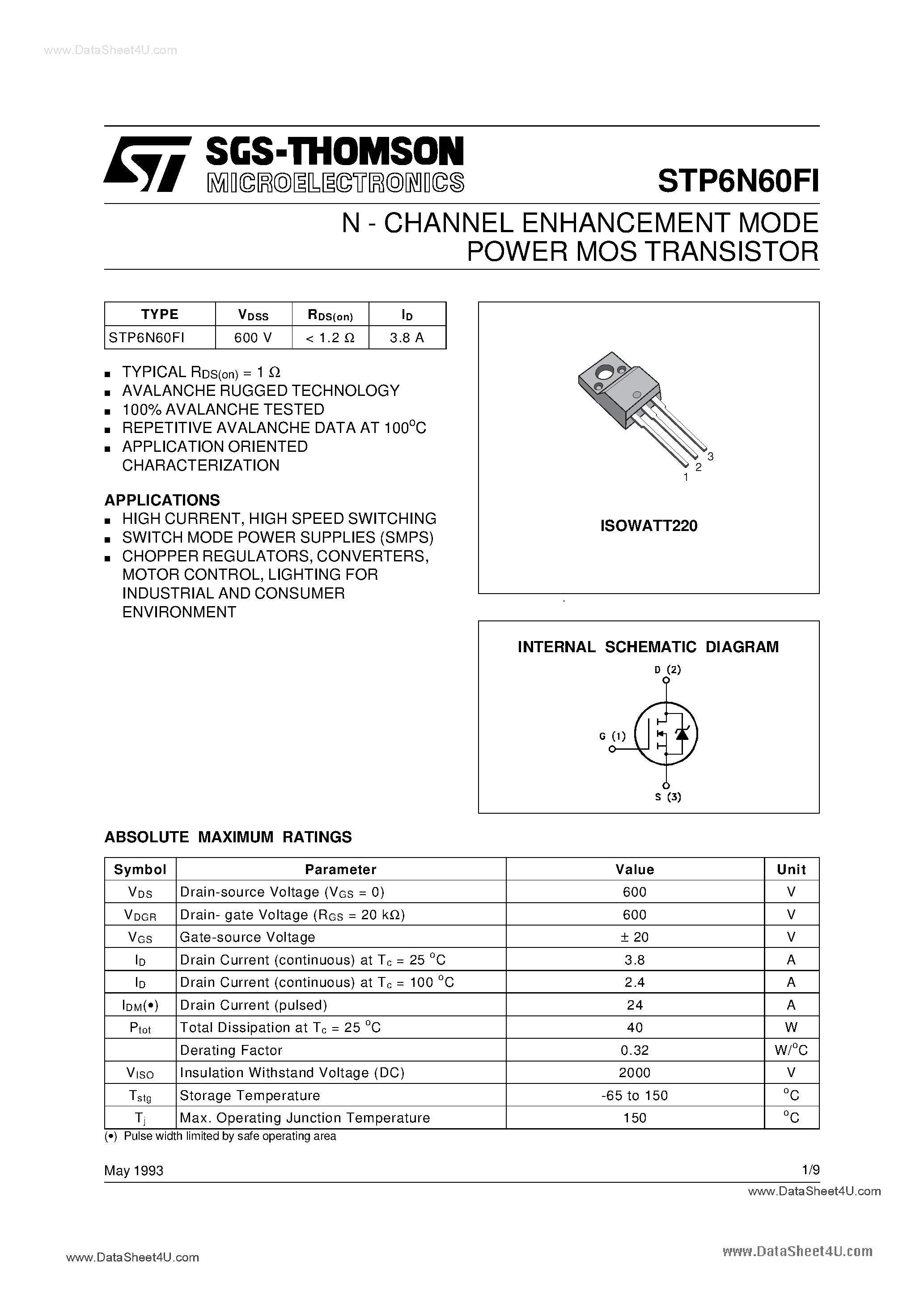 Datasheet P6N60FI - Search -----> STP6N60FI page 1