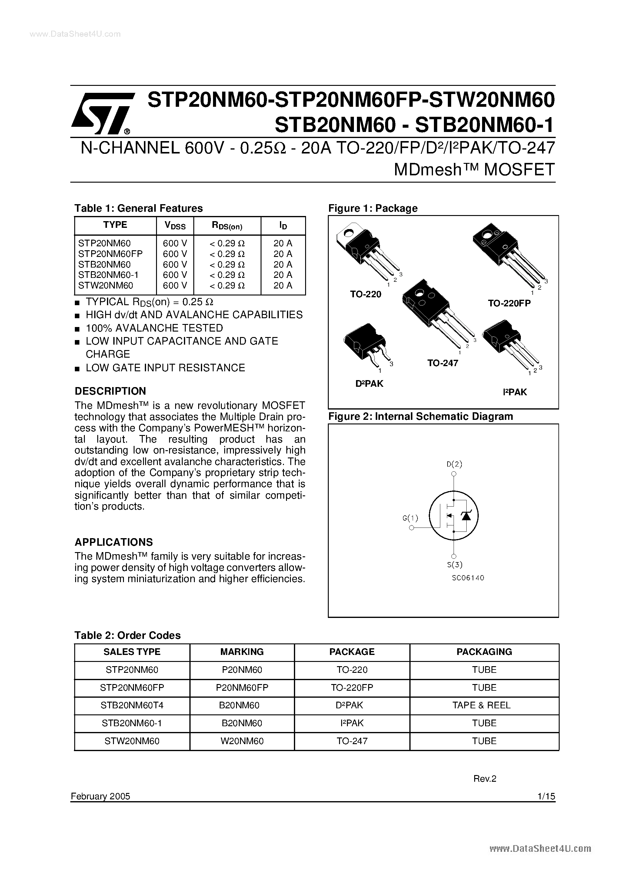 Datasheet P20NM6 - Search -----> STP20NM6 page 1