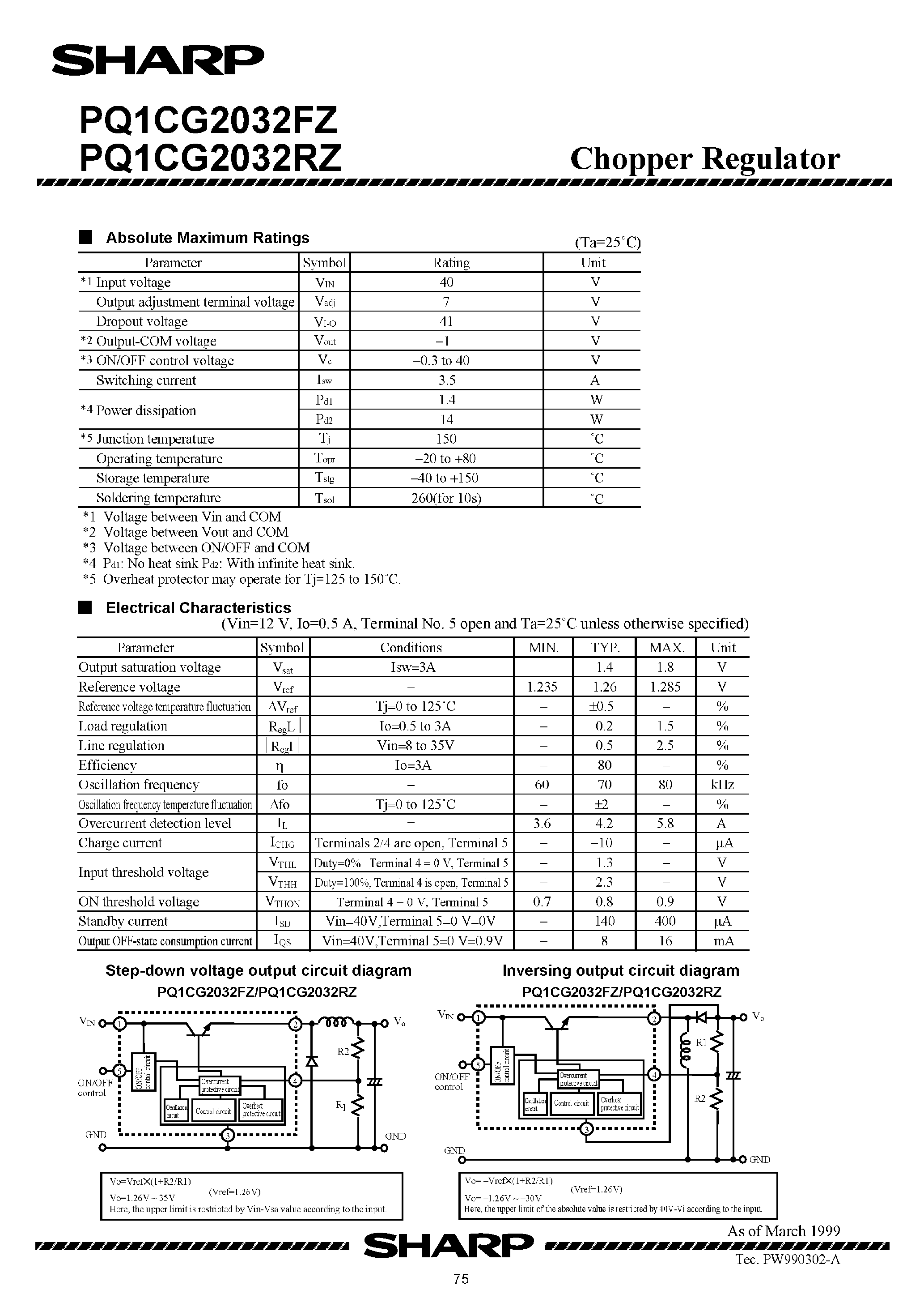 Datasheet PQ1CG2032FZ - (PQ1CG2032FZ / PQ1CG2032RZ) Chopper Regulator in a TO-220 Package page 2