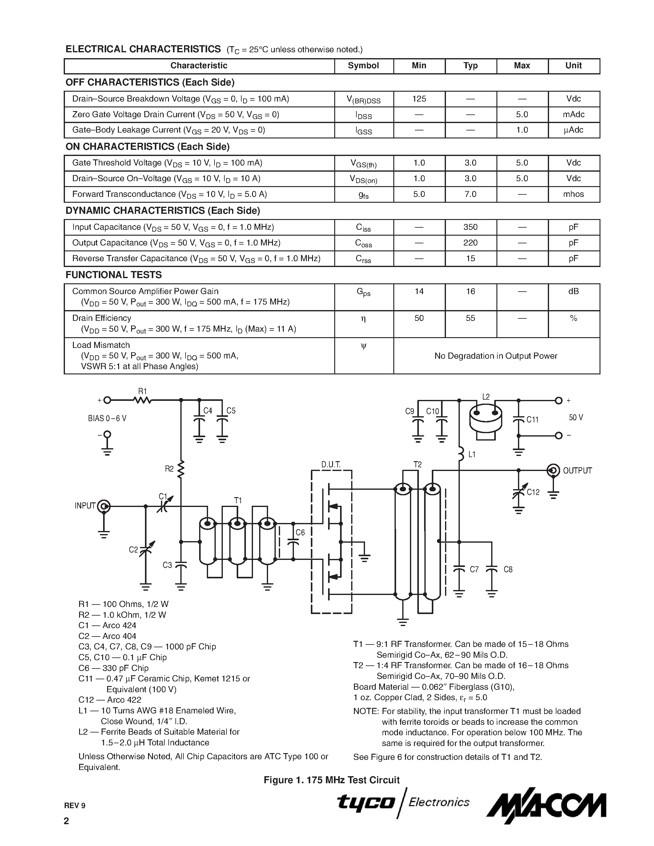 Datasheet MRF151G - N-CHANNEL BROADBAND RF POWER MOSFET page 2
