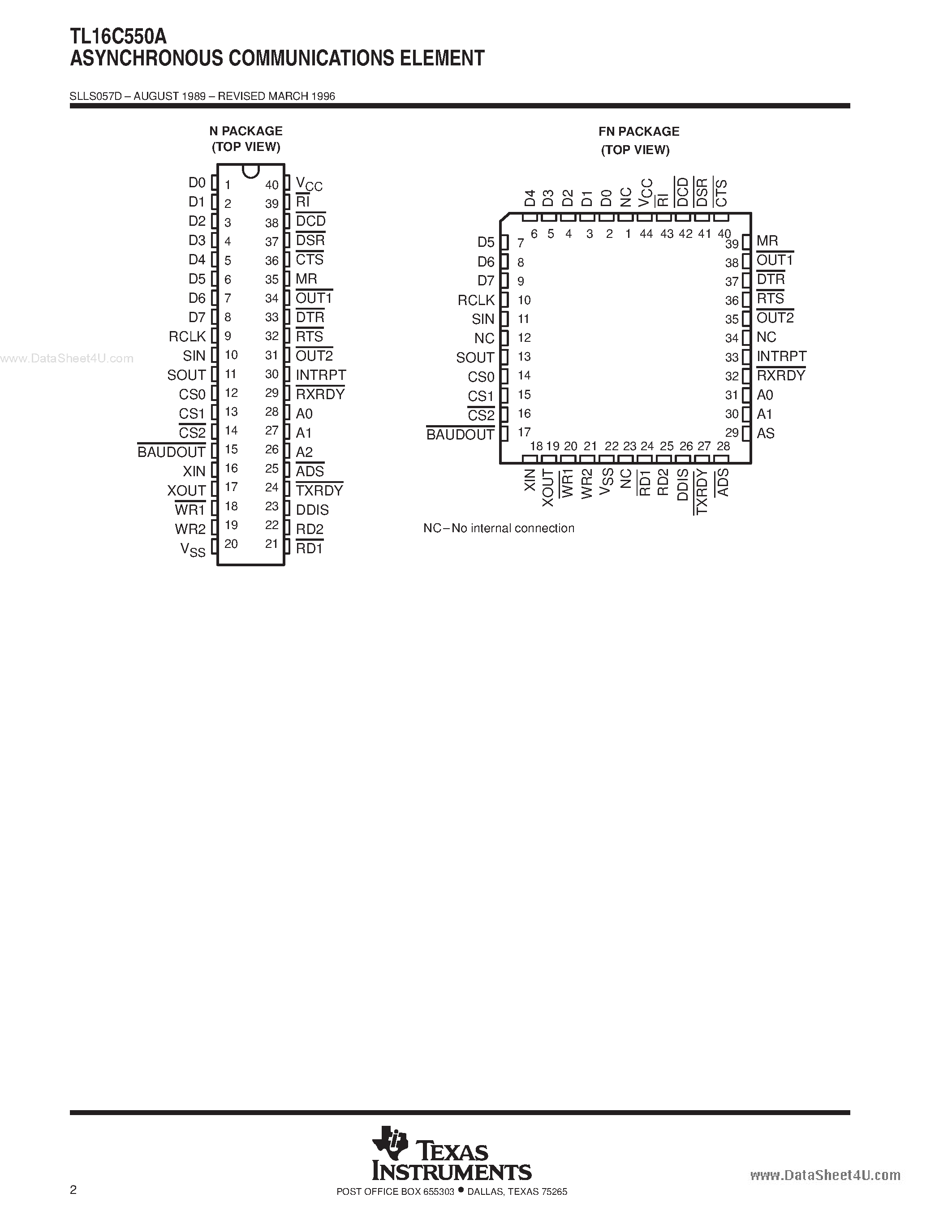 Datasheet 16C550 page 2 Datasheet 16C550 - Search -----> TL16C550 / SC16C550 page 2