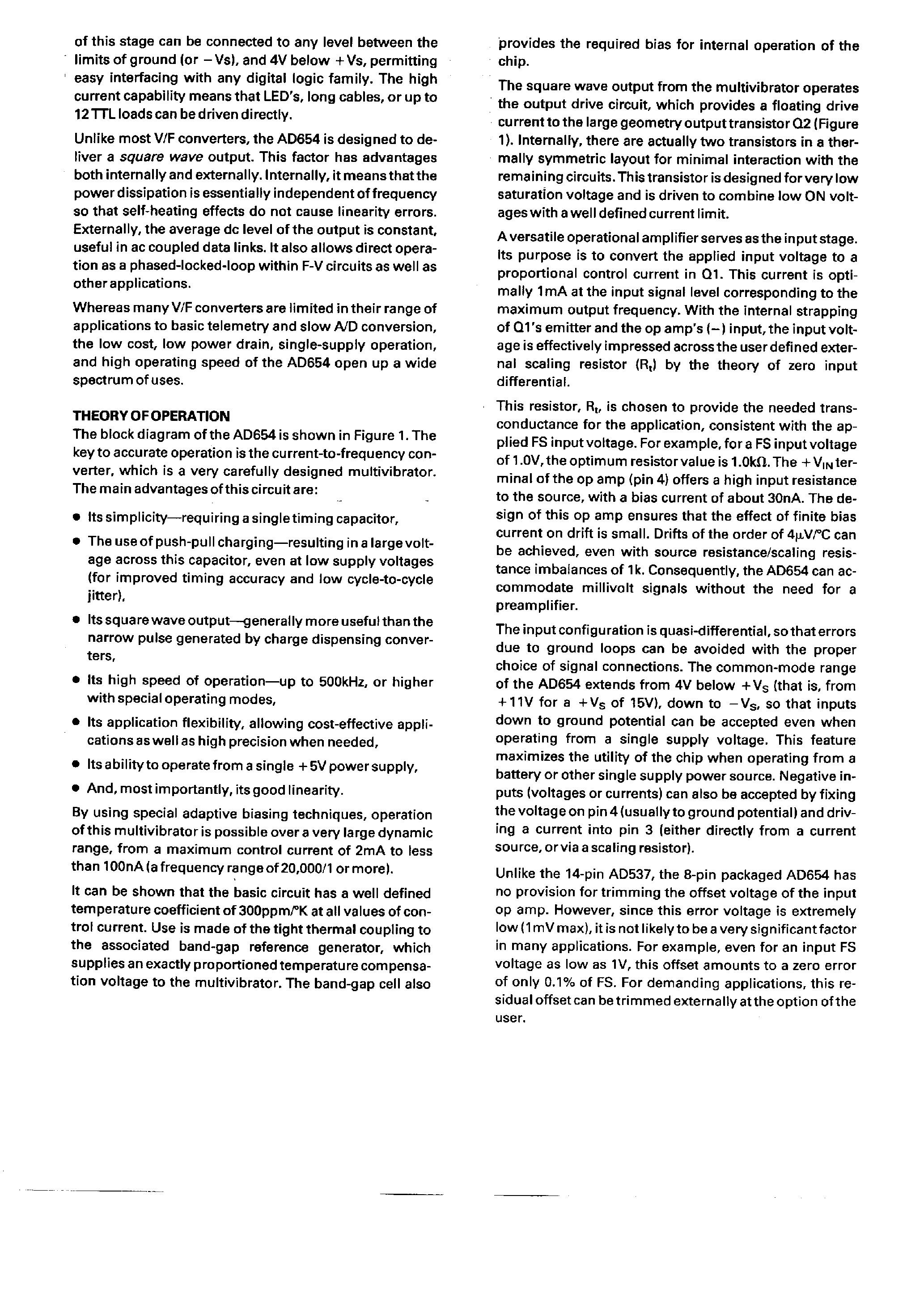 Даташит AN278 - Operation and Applications of the AD654 IC V to F Converter страница 2