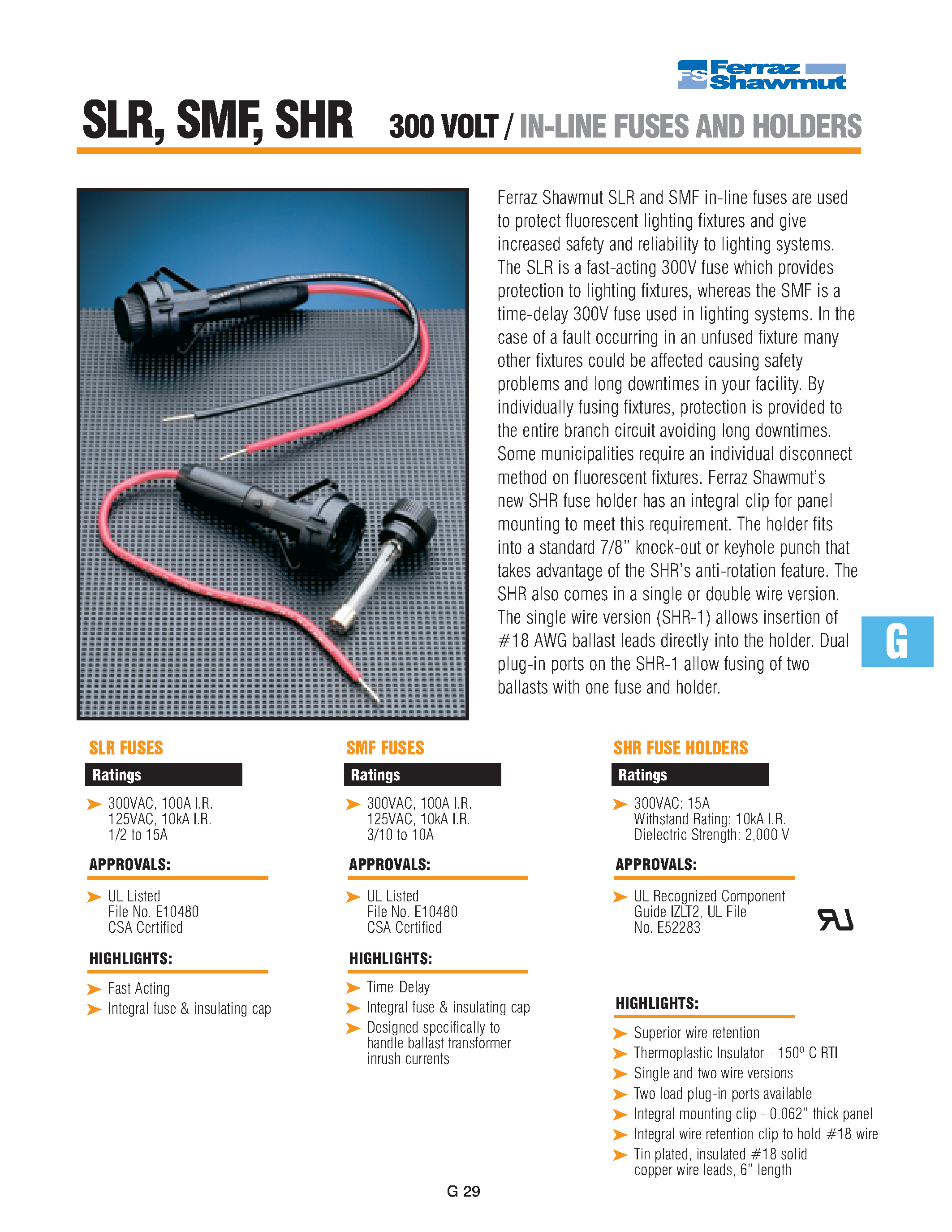 Datasheet SHR-1 - (SHR Series) IN-Line Fuses and Holders page 1