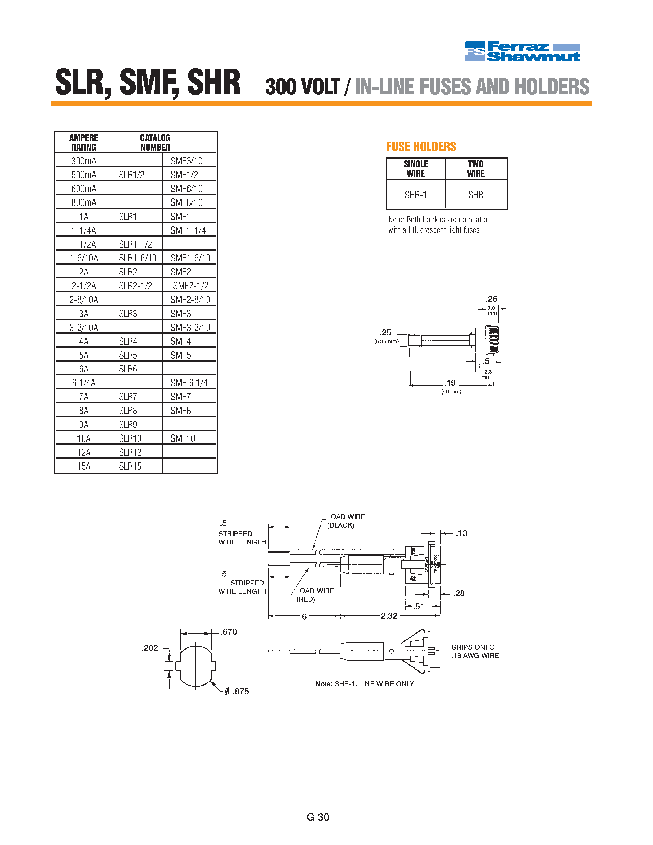 Datasheet SHR-1 - (SHR Series) IN-Line Fuses and Holders page 2
