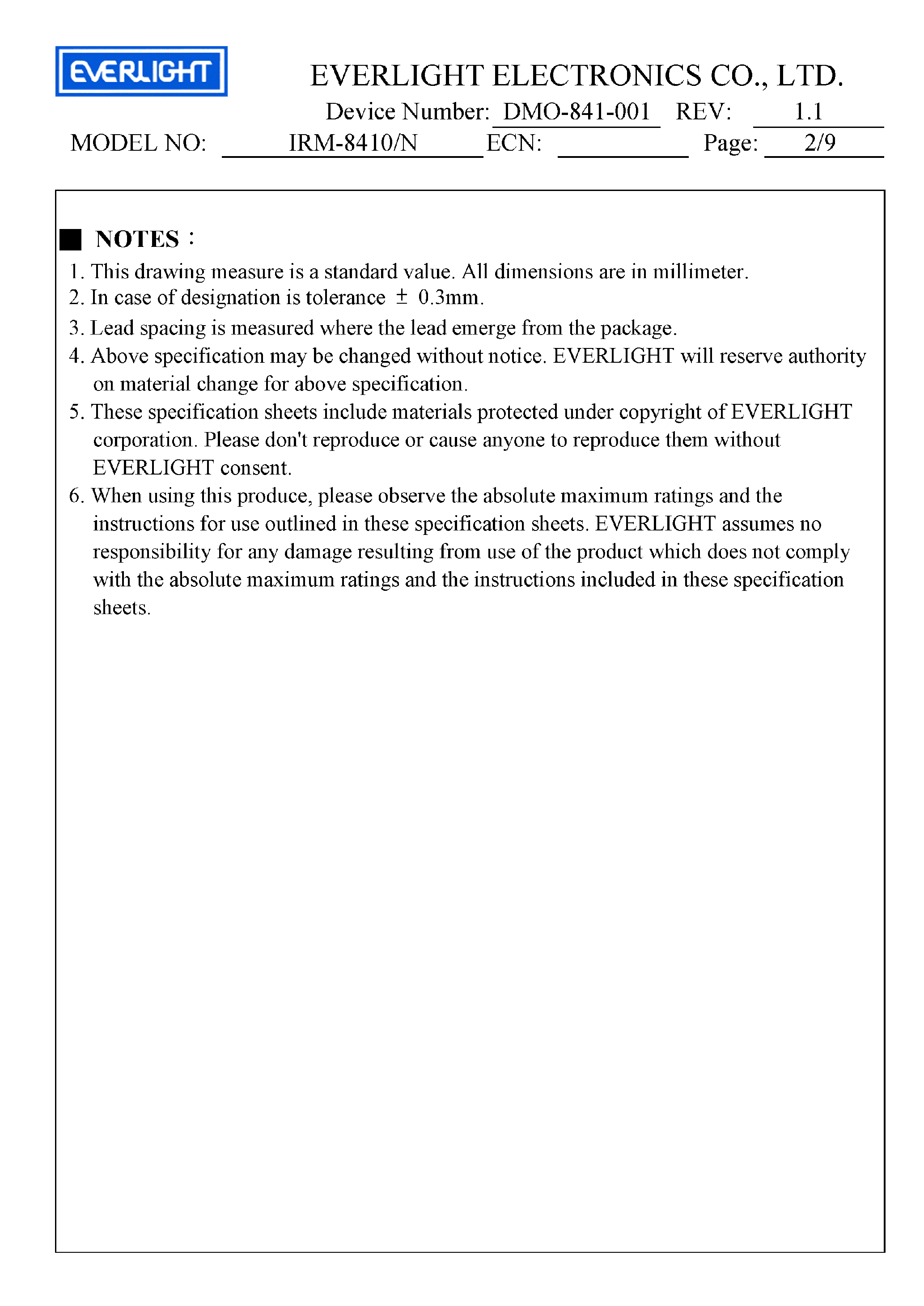 Datasheet IRM-8410N - IRM-8410/N page 2