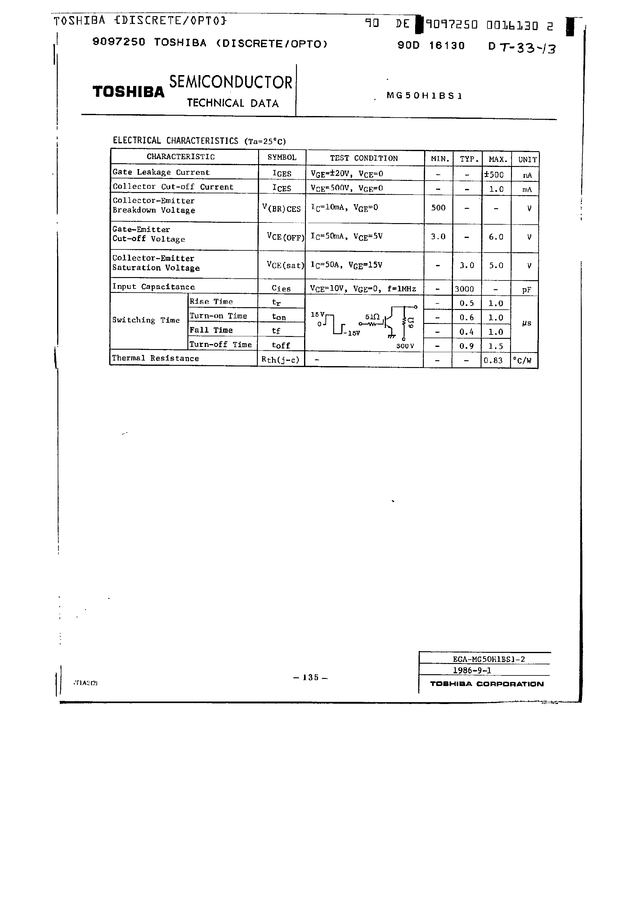 Datasheet MG50H1BS1 - High Power Switching Application / Silicon N-Channel IGBT page 2