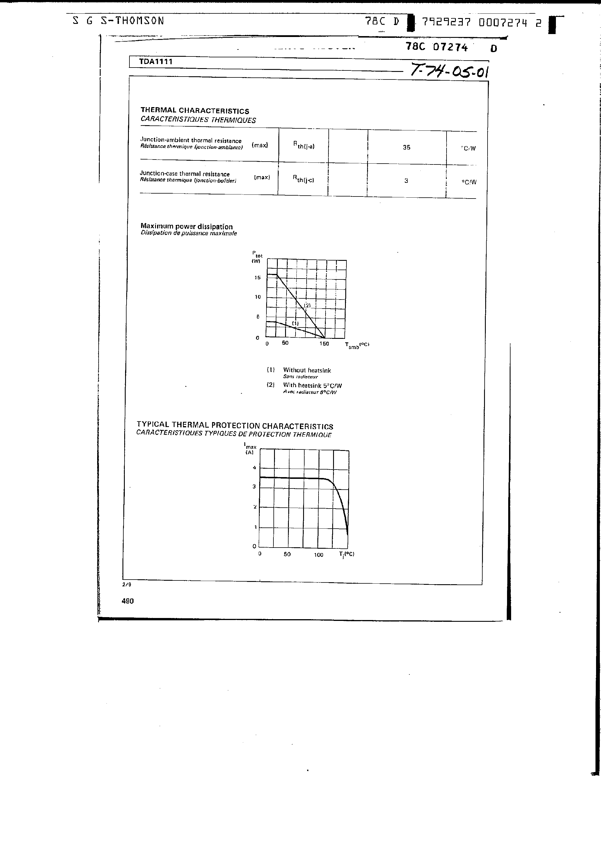 Datasheet TDA1111 page 2 Datasheet TDA1111 - Power Audio Amplifiers page 2