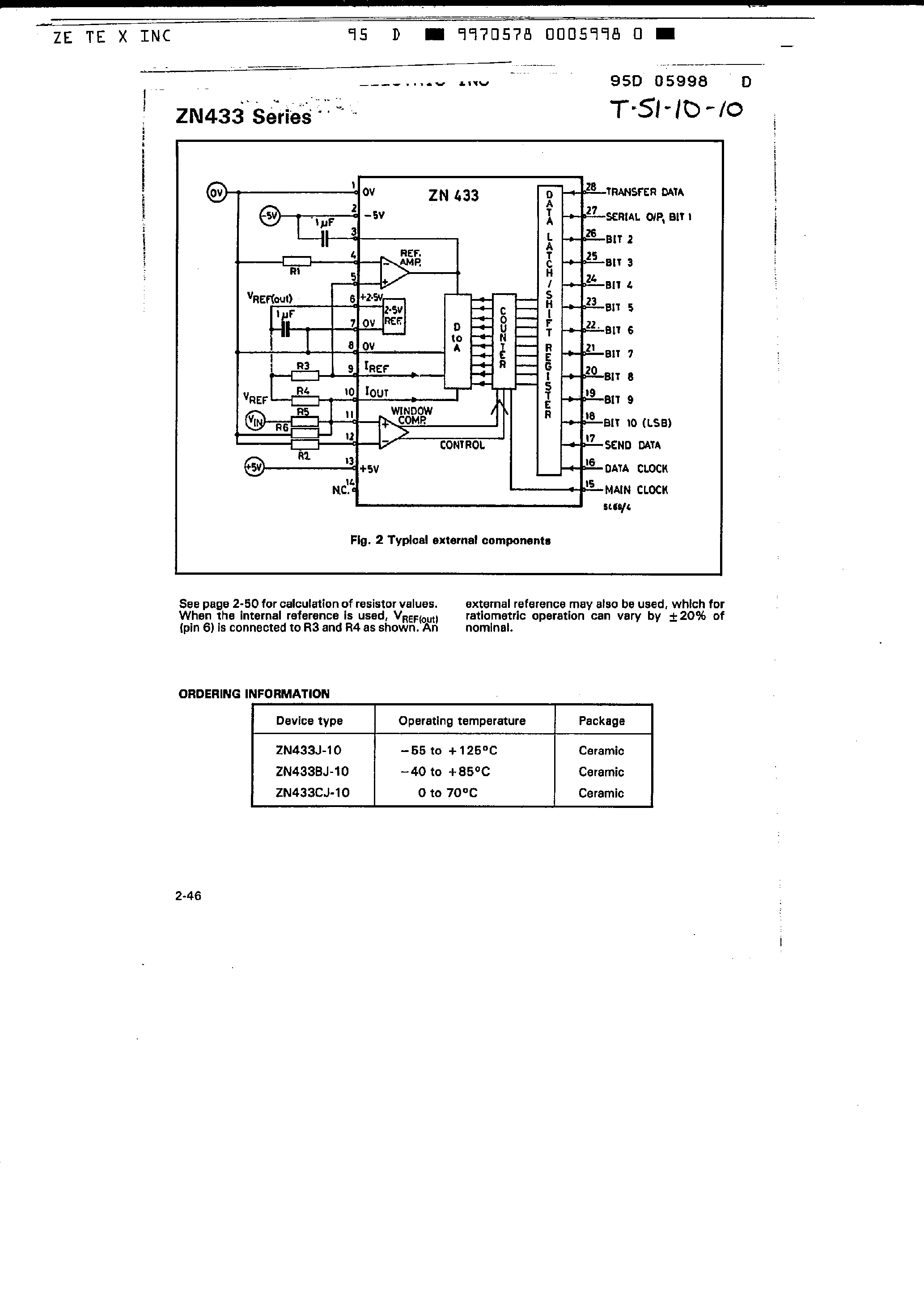 Datasheet ZN433 - 10-Bit Tracking Monolithic A/D Converter page 2
