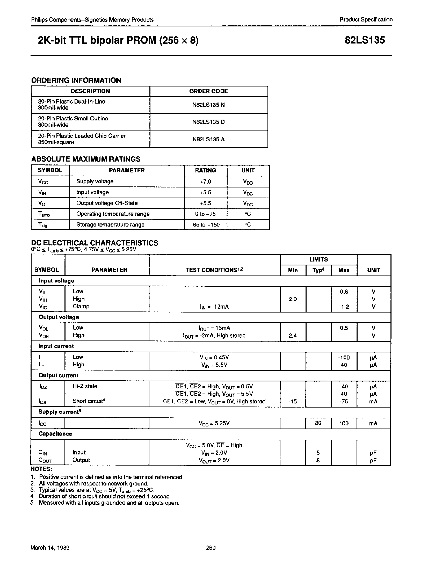 Даташит N82LS135 - 2J-Bit TTL Bipolar PROM страница 2