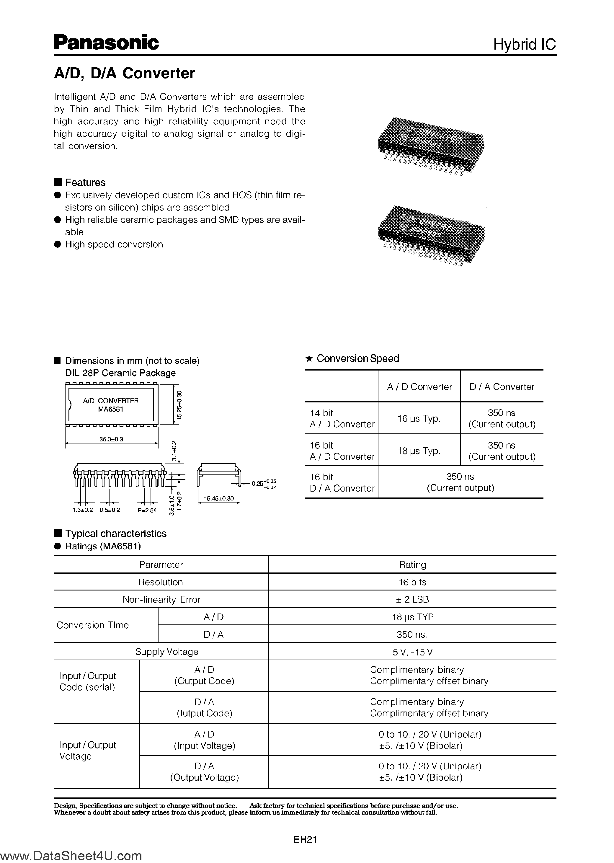 Datasheet MA6581 - (MA65xx) A/D D/A Converter page 1