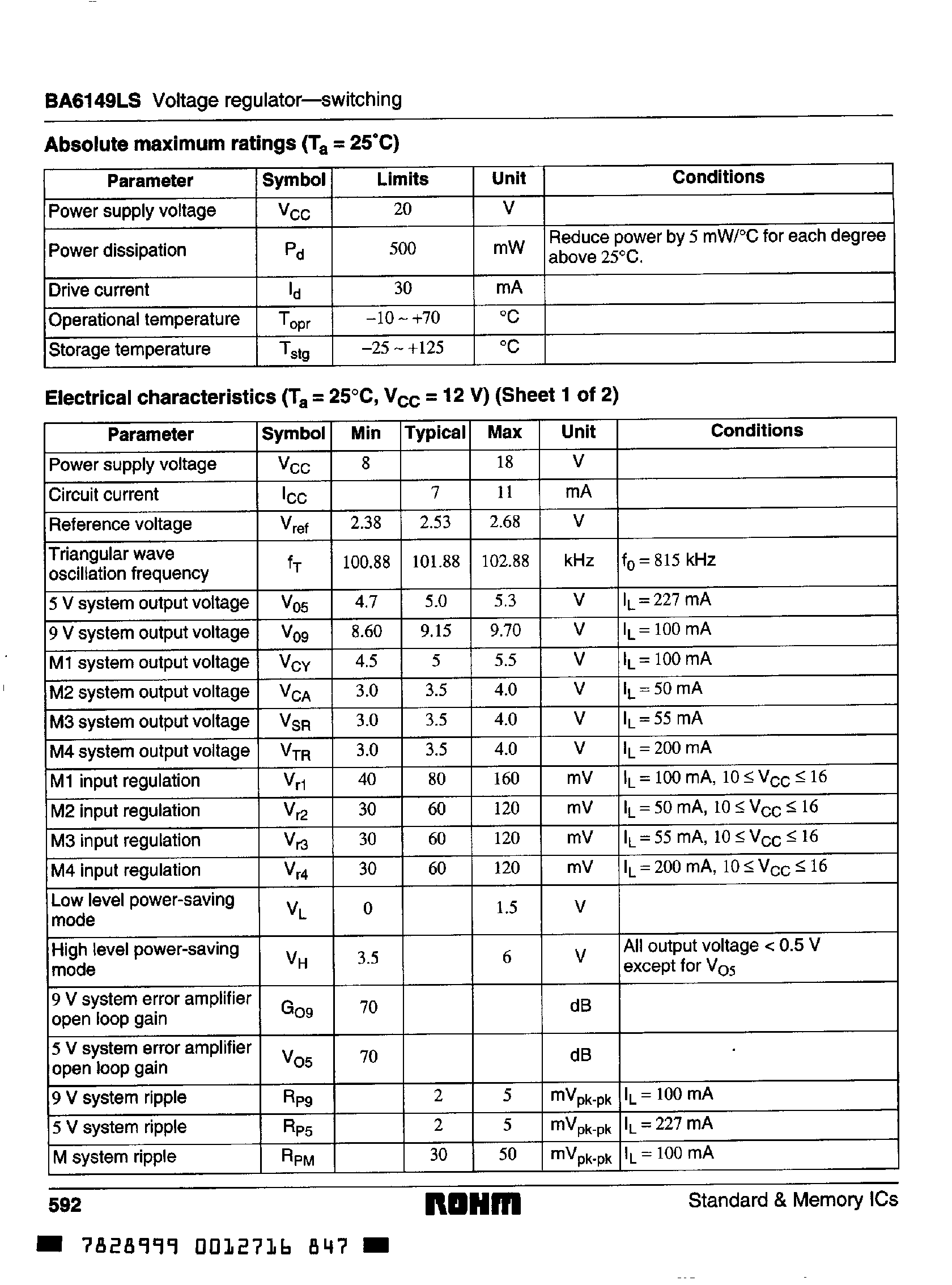 Datasheet BA6149LS - 6-OUTPUT SWITCHING REGULATOR page 2