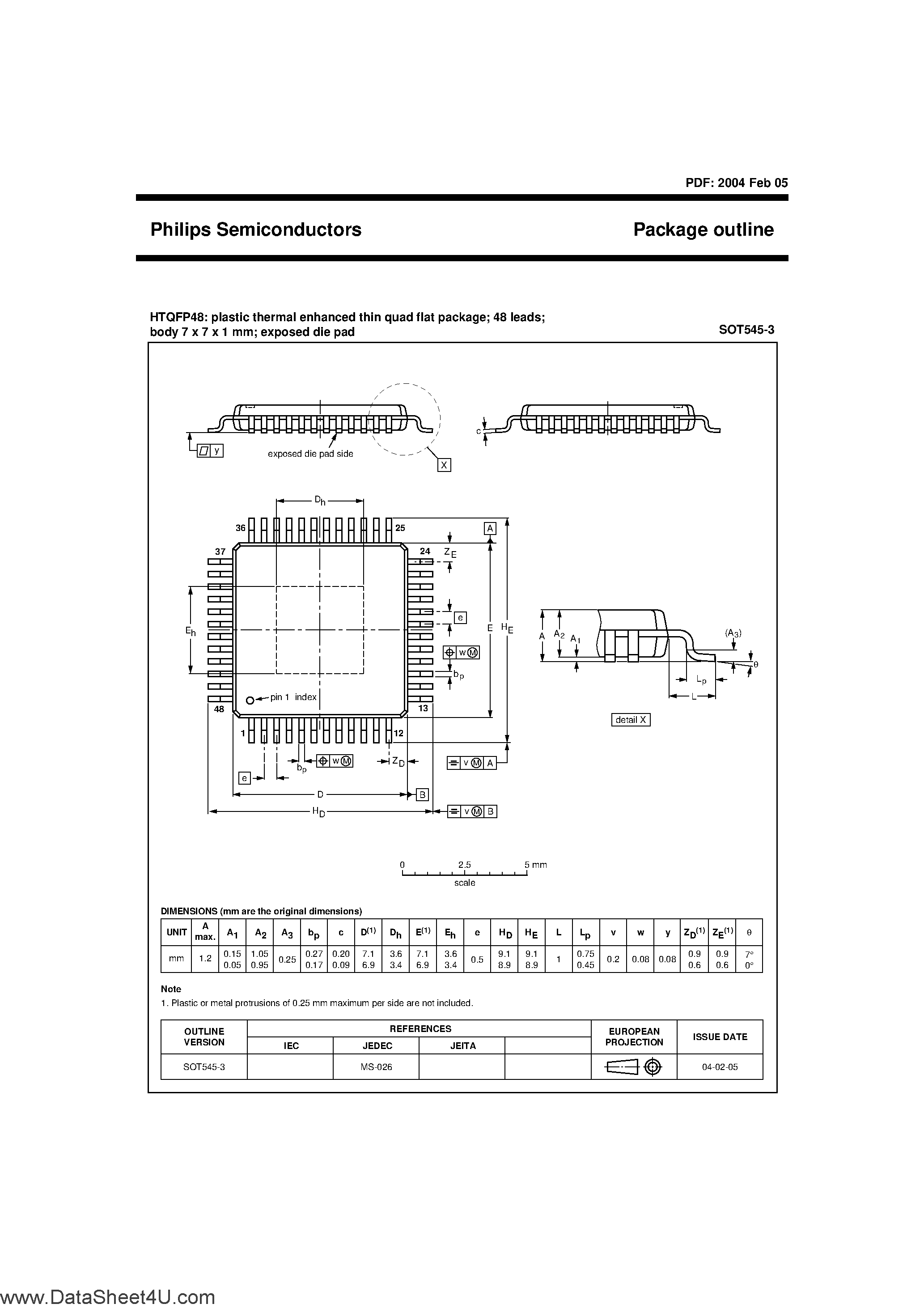 Datasheet SOT545-3 - plastic thermal enganced thin quad flat package page 1