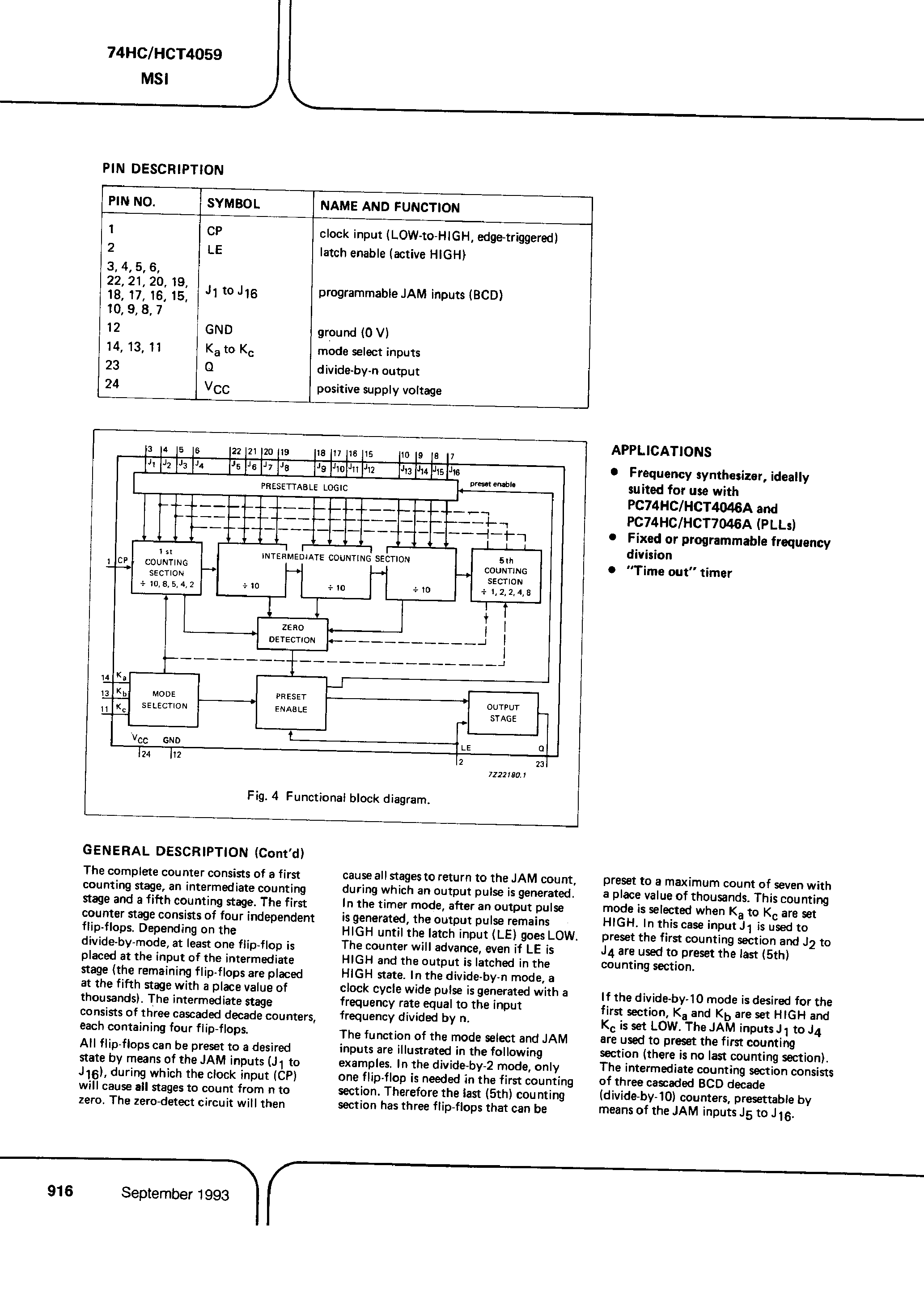 Datasheet PC74HC4059 - (It is accurate) Programmable Divide by N Counter page 2