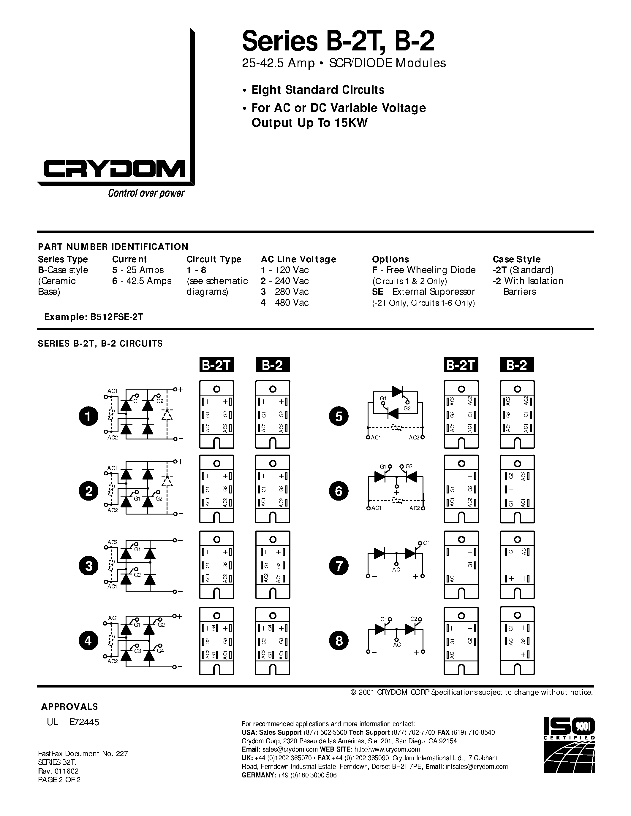 Datasheet B612-2T page 2 Datasheet B612-2T - SCR / DIODE Modules page 2