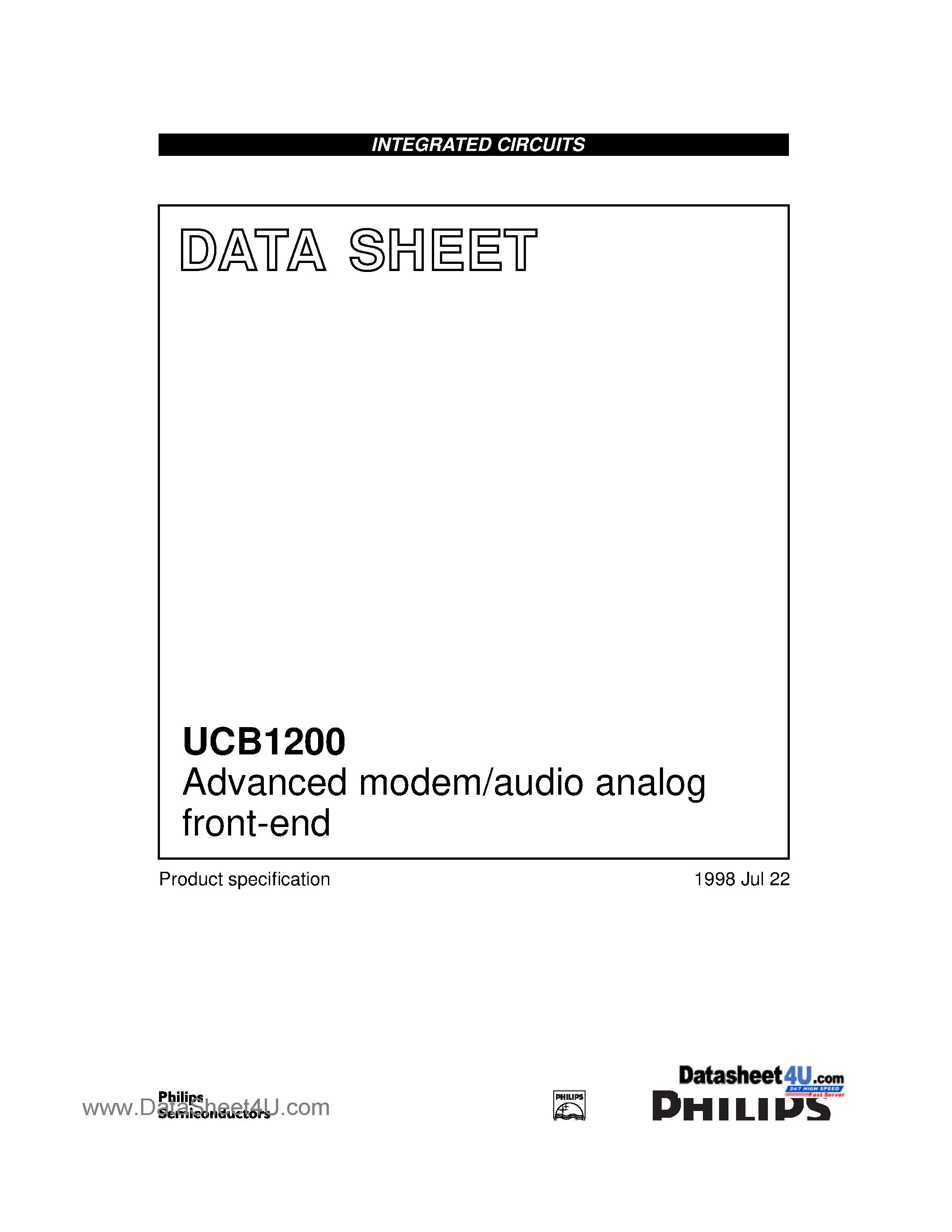 Datasheet UCB1200 - Advanced modem/audio analog front-end page 1